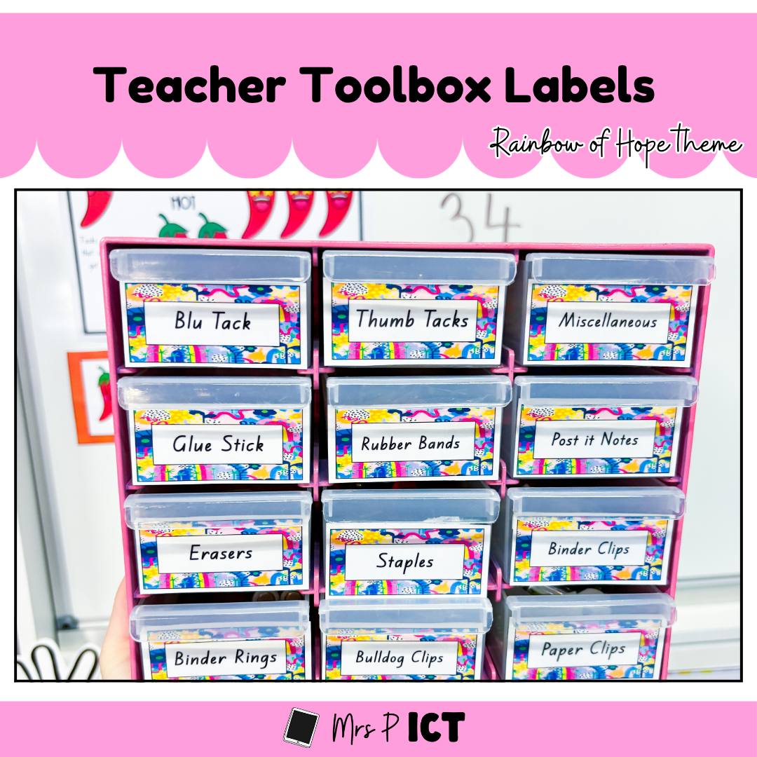 Teacher Toolbox Labels (Rainbow of Hope)