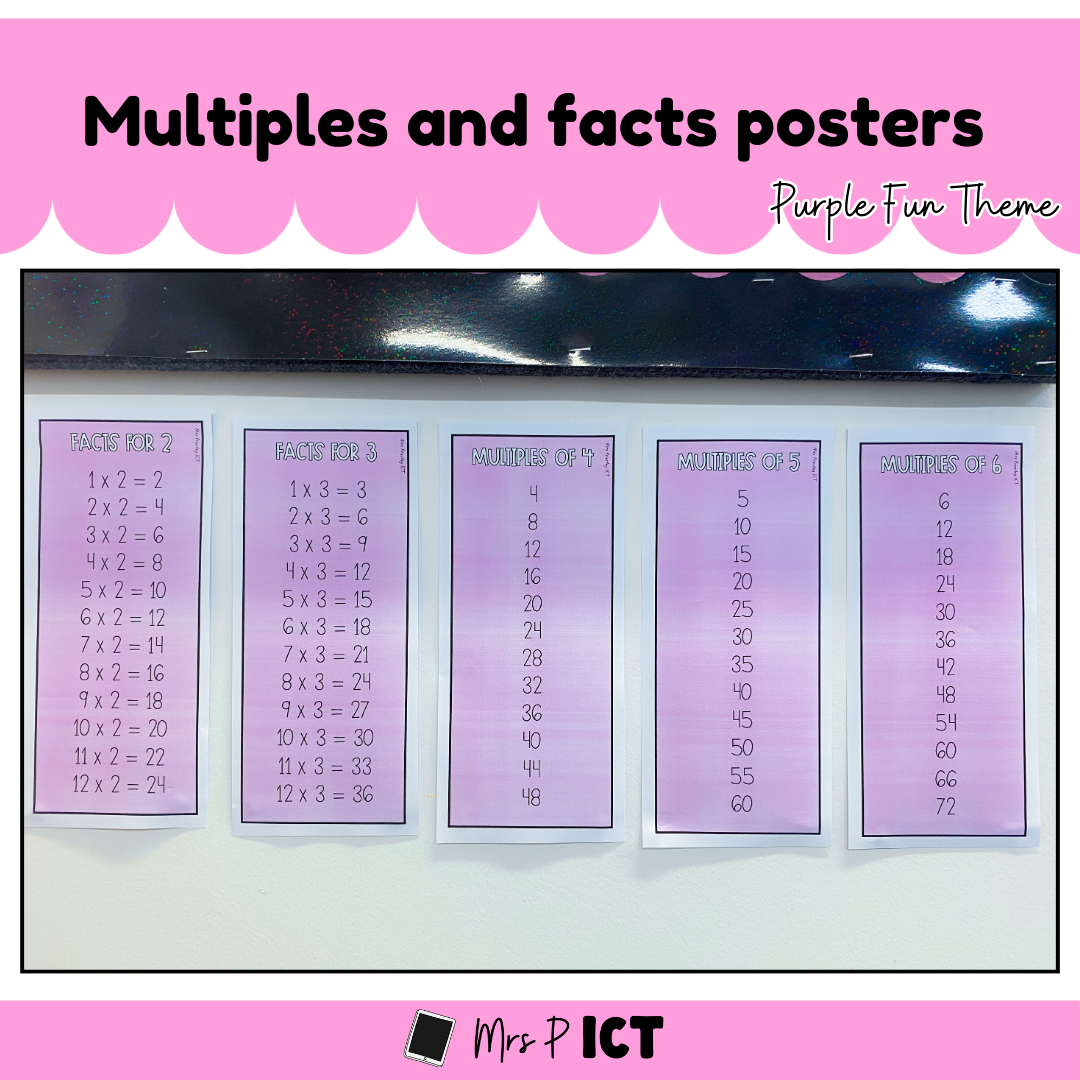 Multiples and facts posters (Purple Fun)