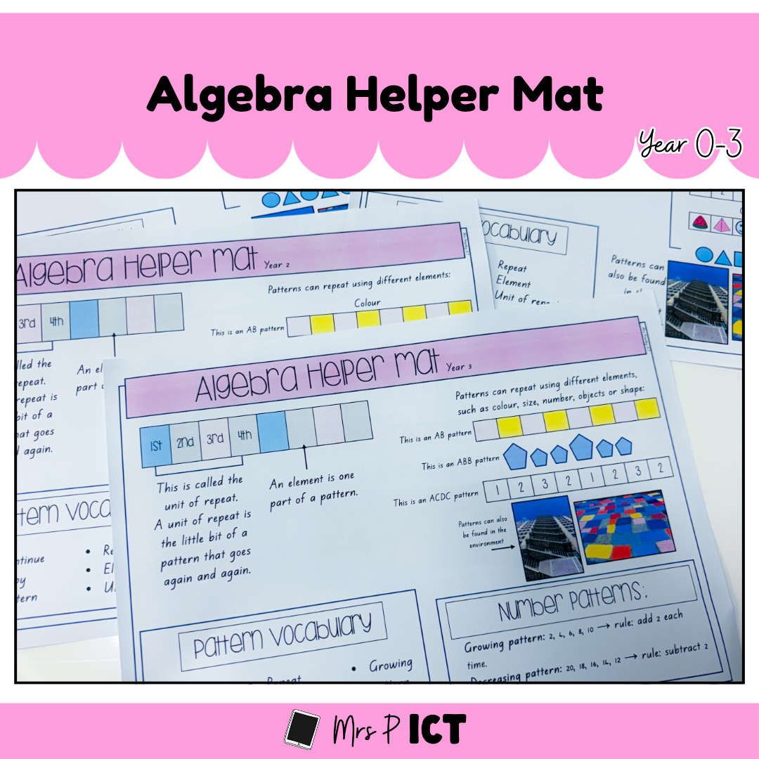 Algebra Helper Mat (Year 7-8)