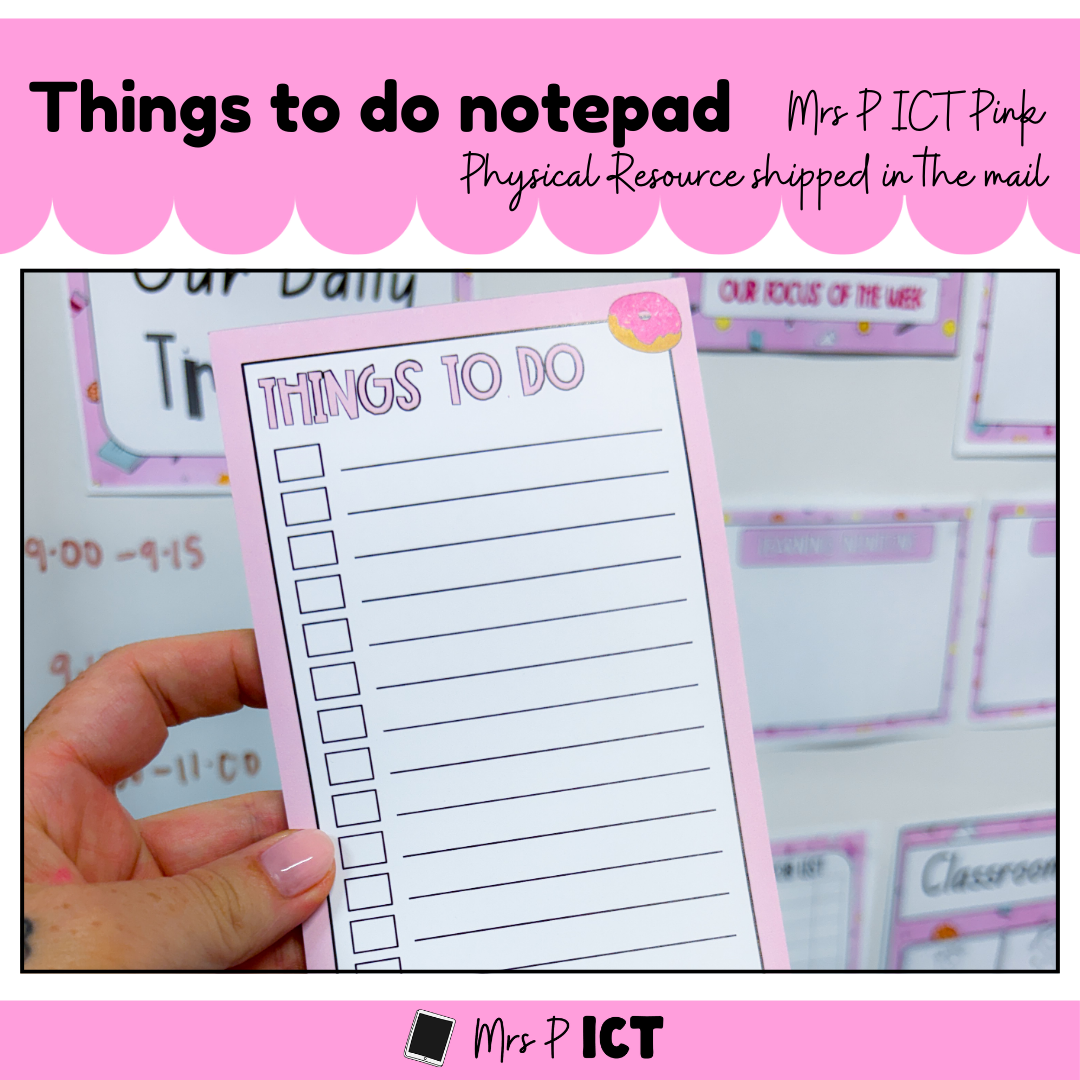 Things to do notepad - Mrs P ICT Pink