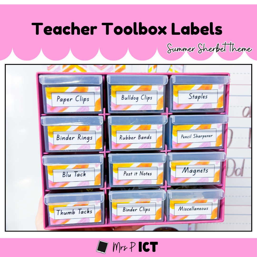 Teacher Toolbox Labels (Summer Sherbet)