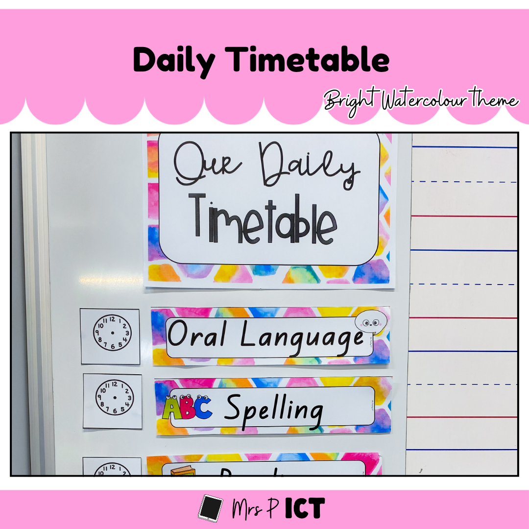 Daily Timetable - Bright watercolour theme