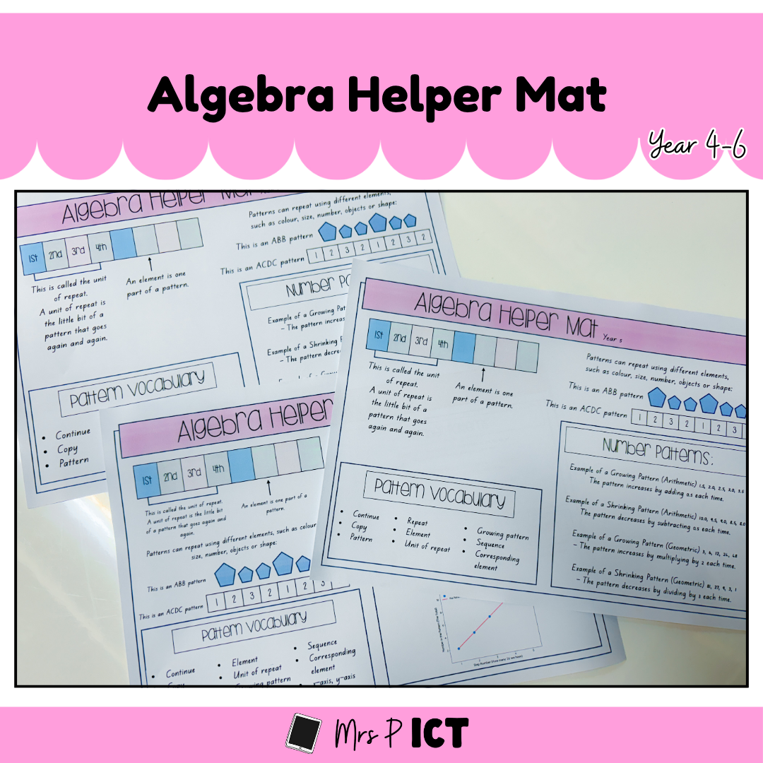 Algebra Helper Mat (Year 4-6)