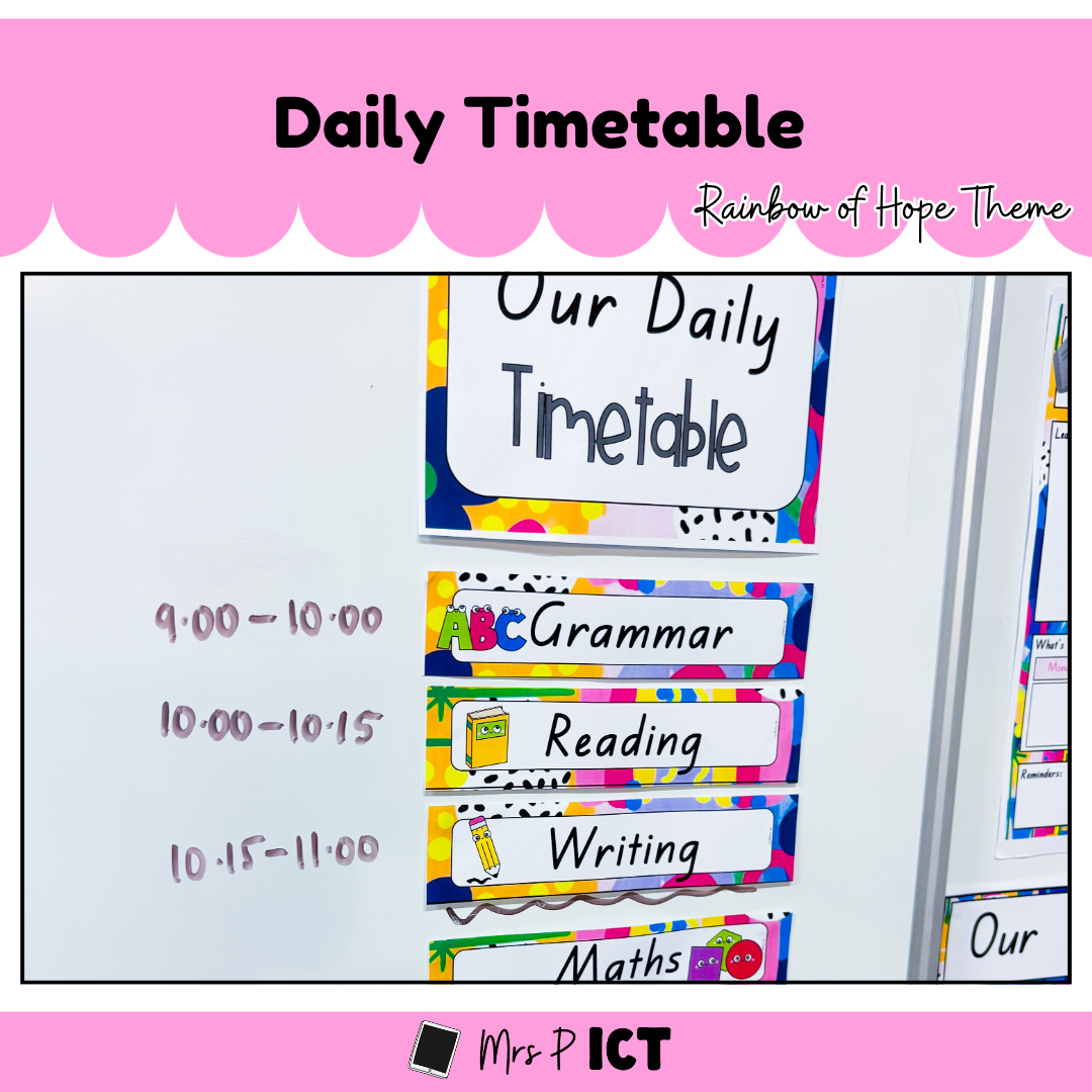 Daily Timetable - Rainbow of Hope theme