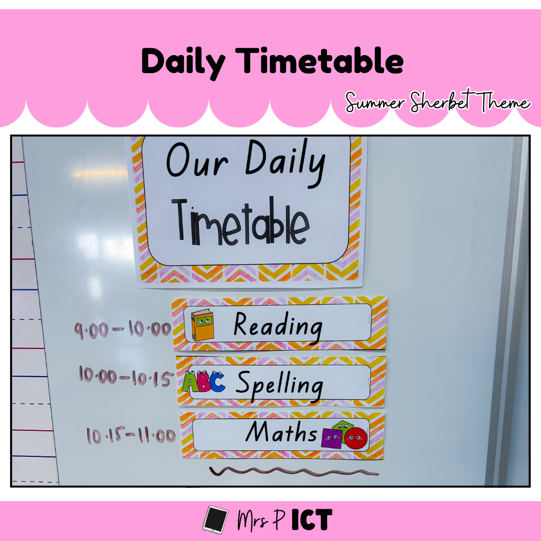 Daily Timetable - Summer sherbet theme