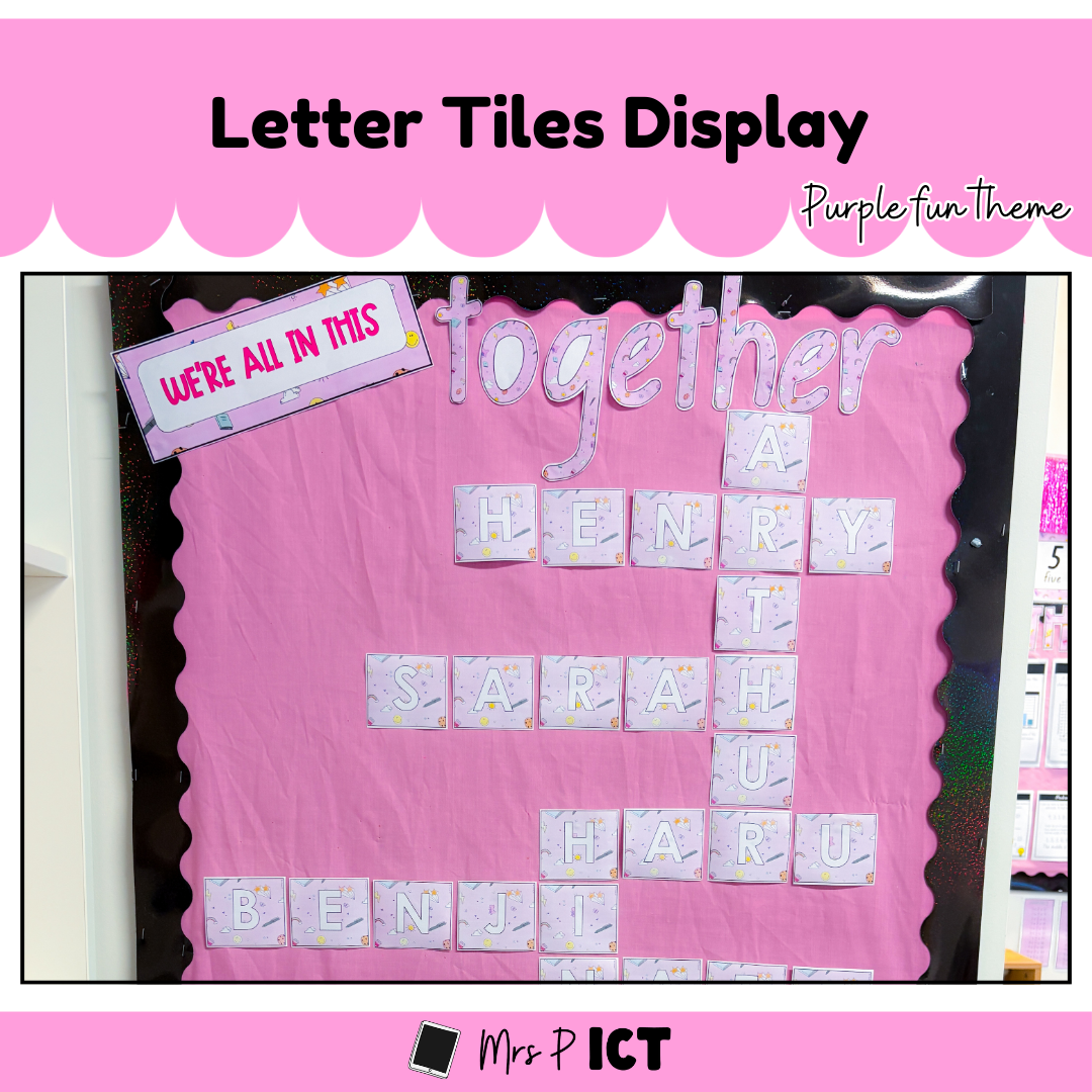 Letter tiles display (purple fun)