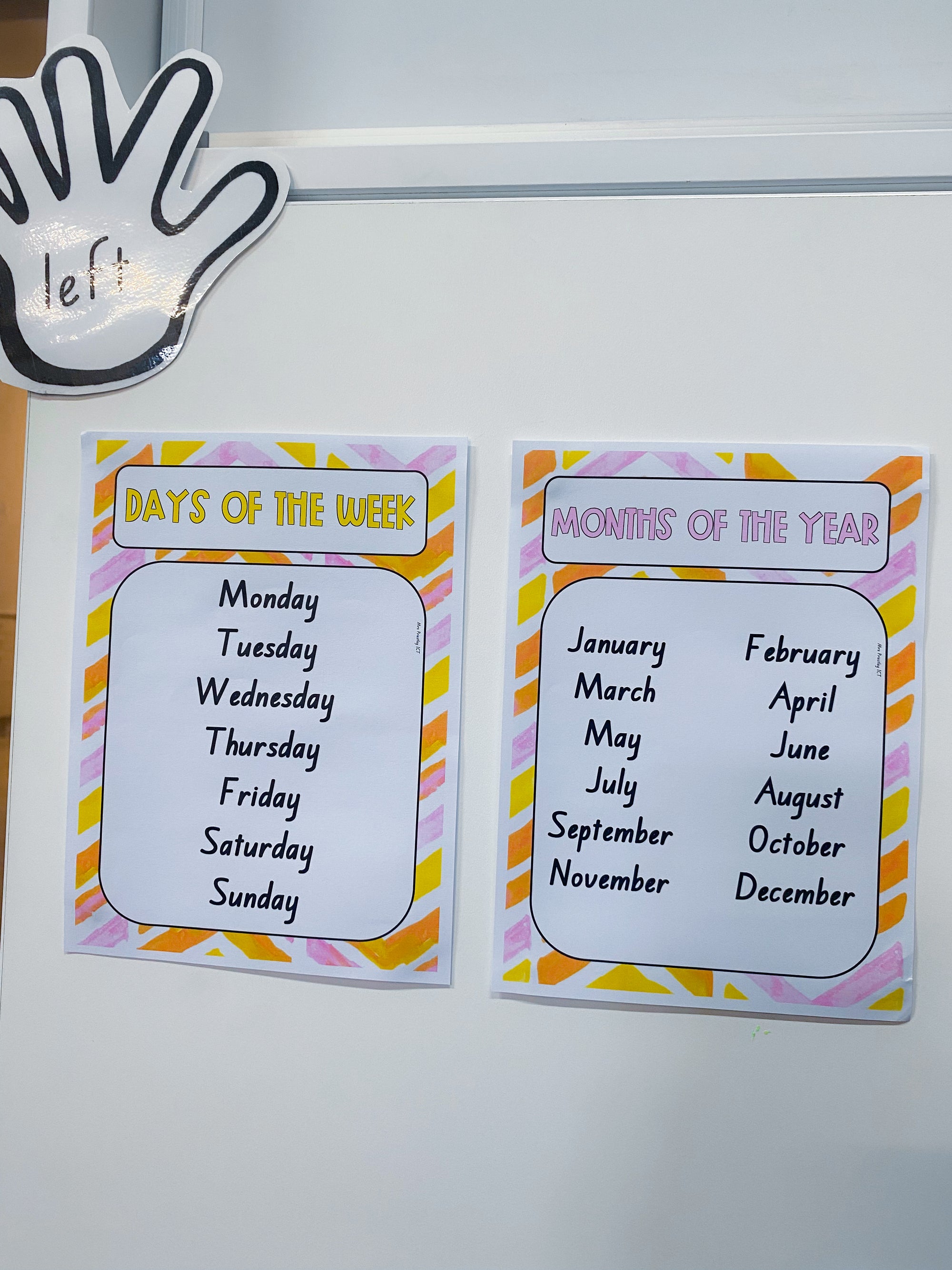 Days of the week/Months of the year charts (Summer sherbet theme)