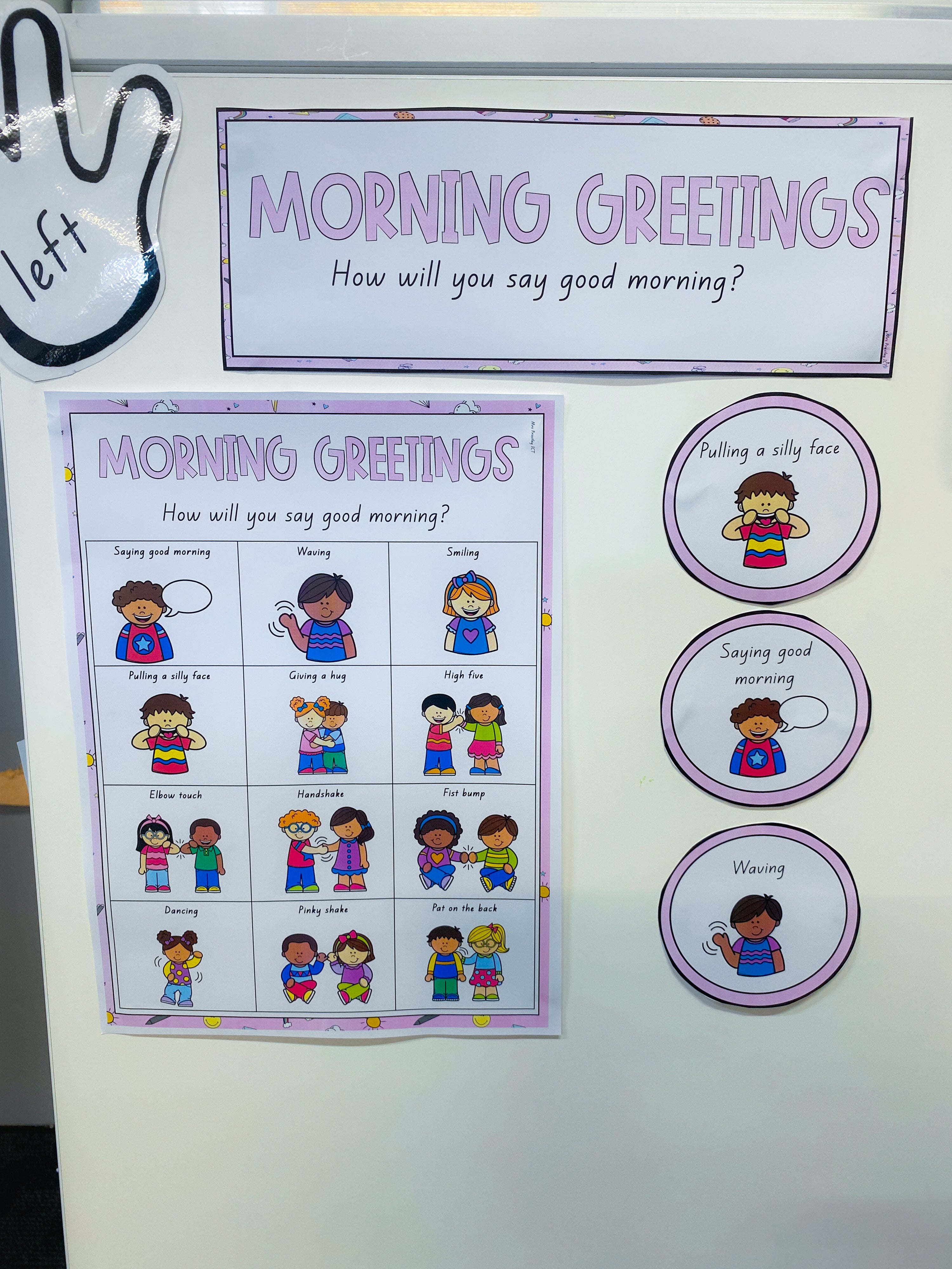 Morning Greetings Anchor Chart (Purple Fun)