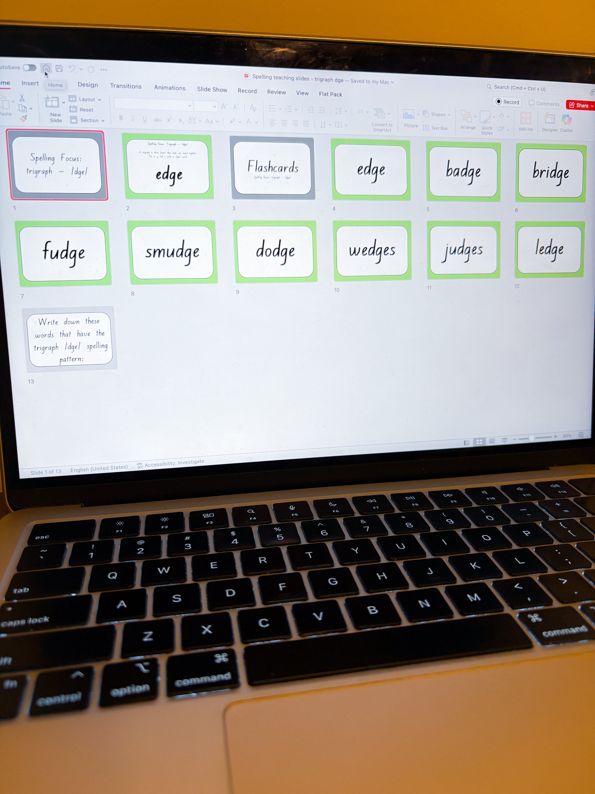 Spelling Flashcards and Teaching Slides - Pack 2