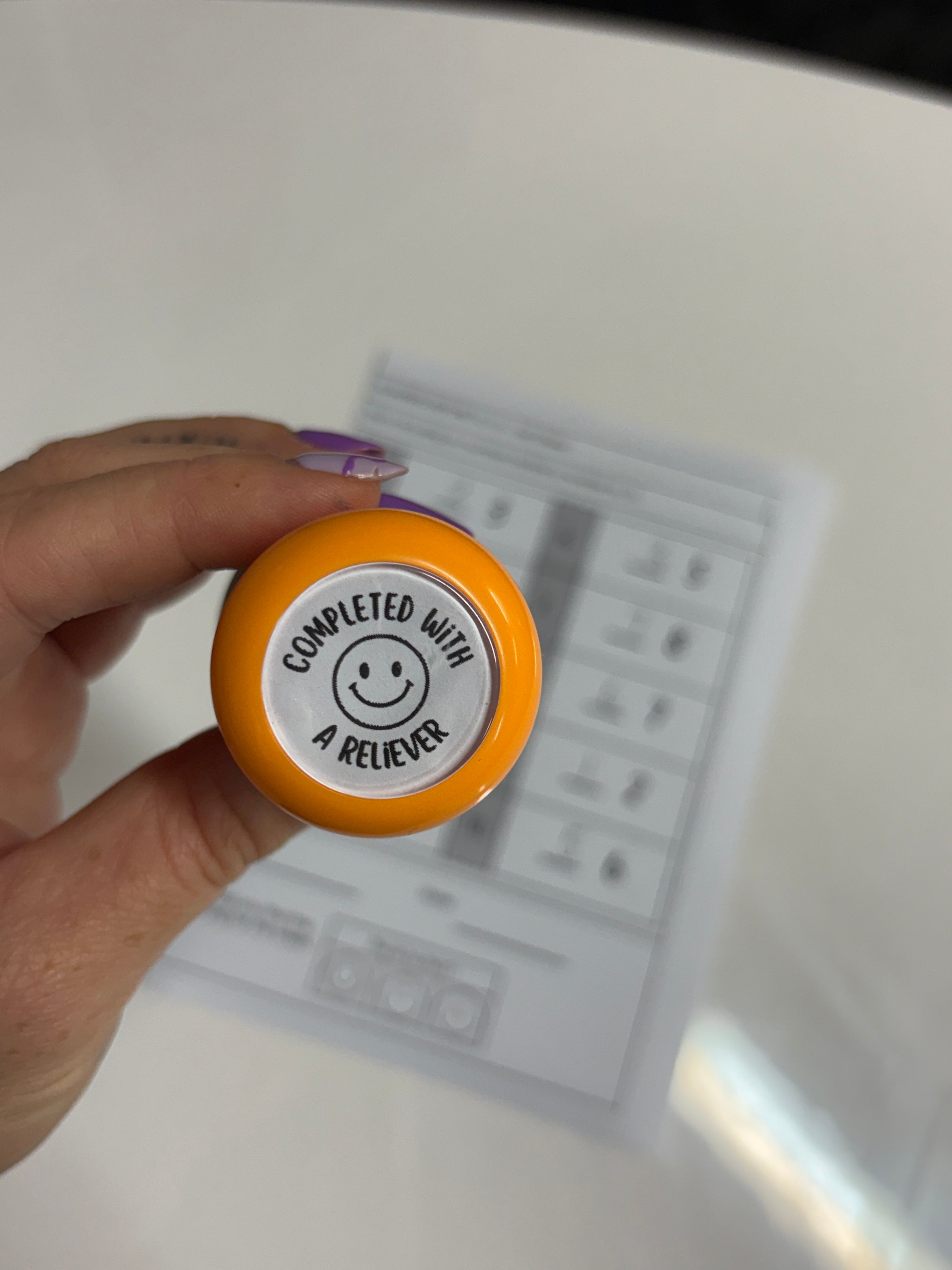 'Completed with a reliever' Stamp