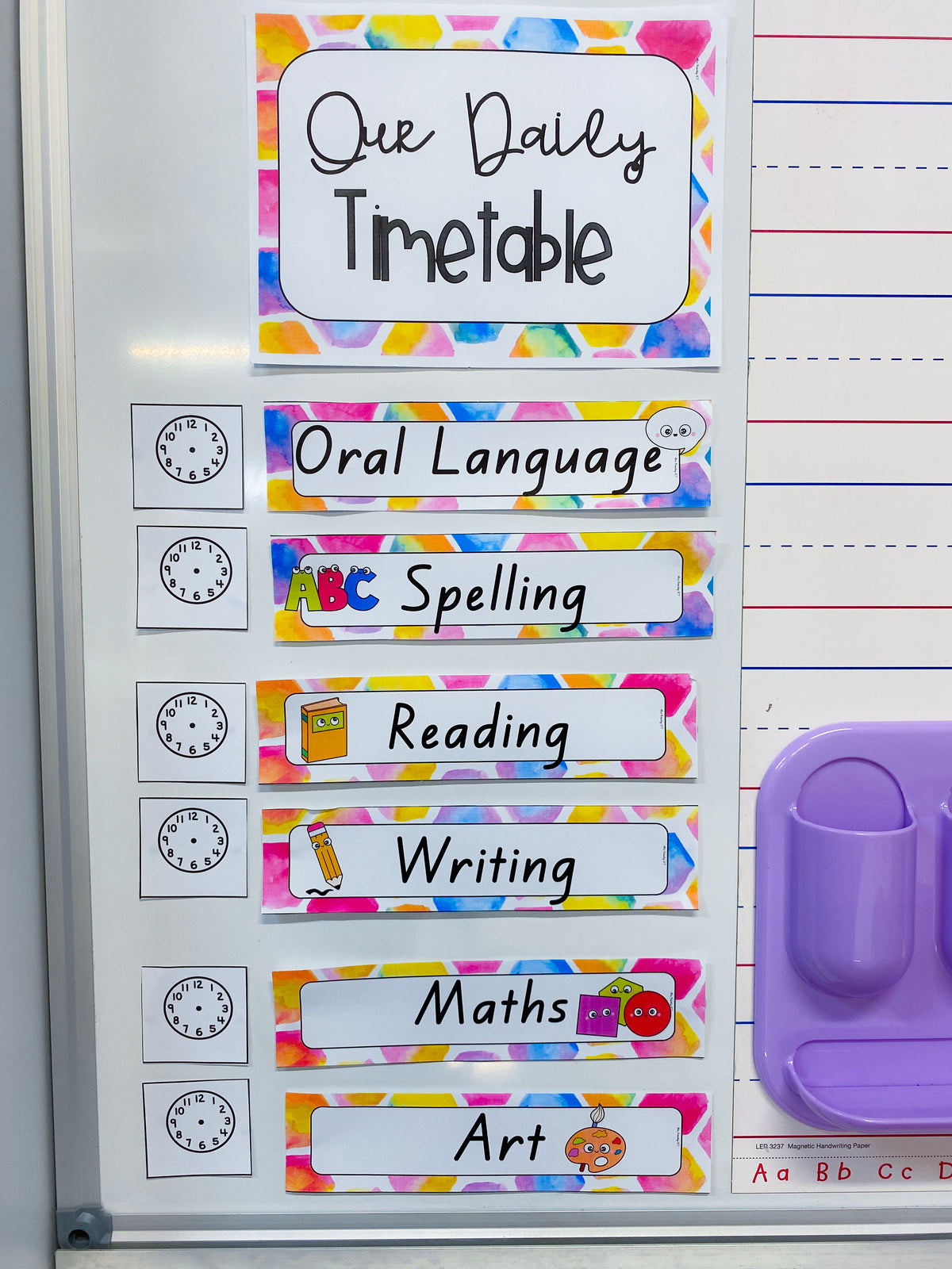 Daily Timetable - Bright watercolour theme