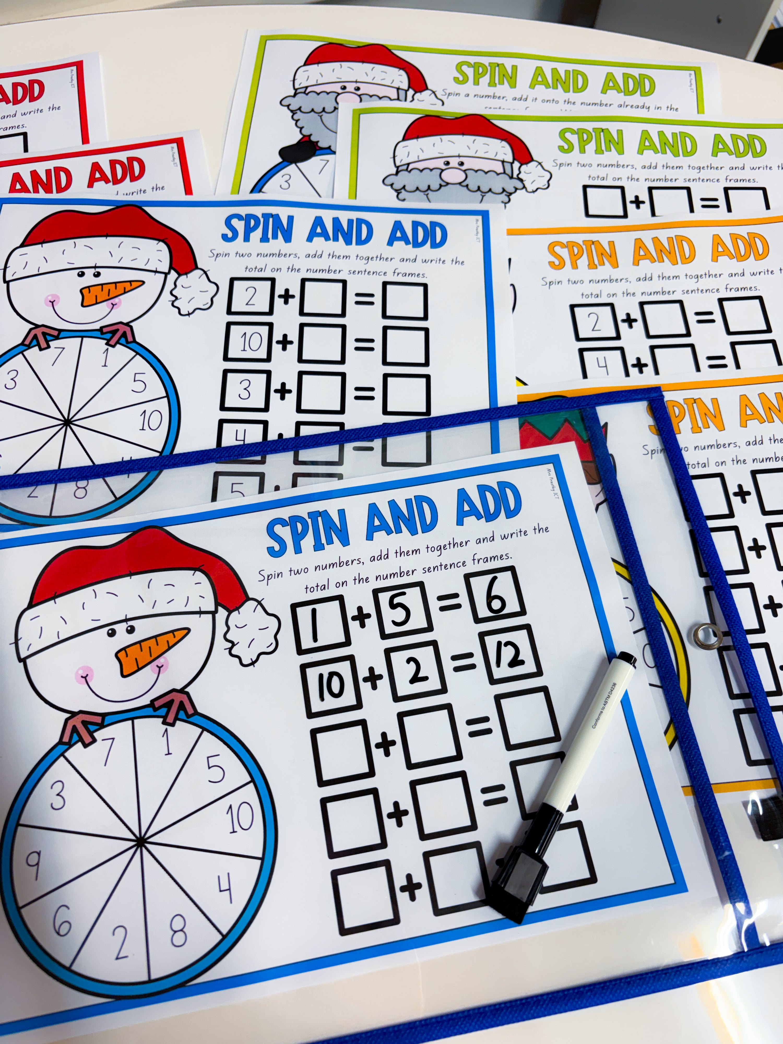 Christmas spin and add Maths Games