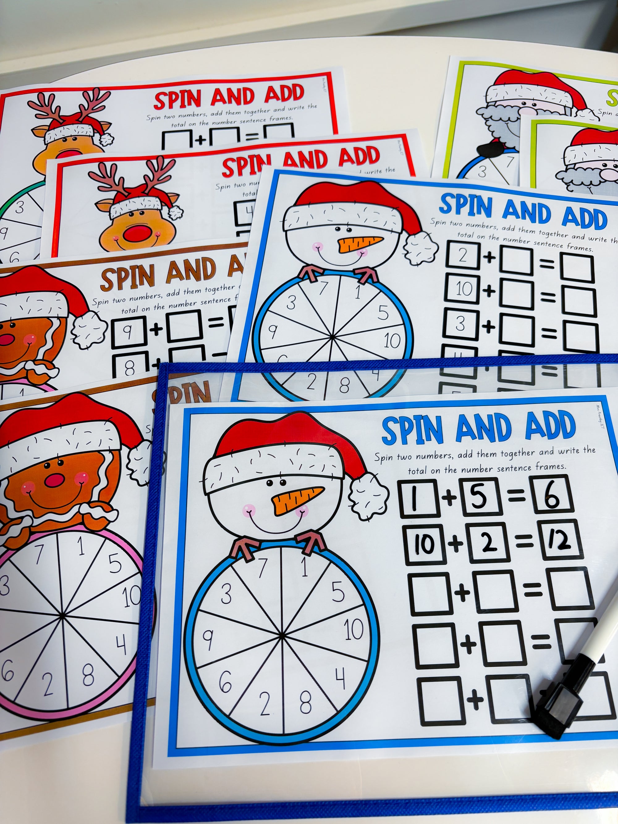 Christmas spin and add Maths Games