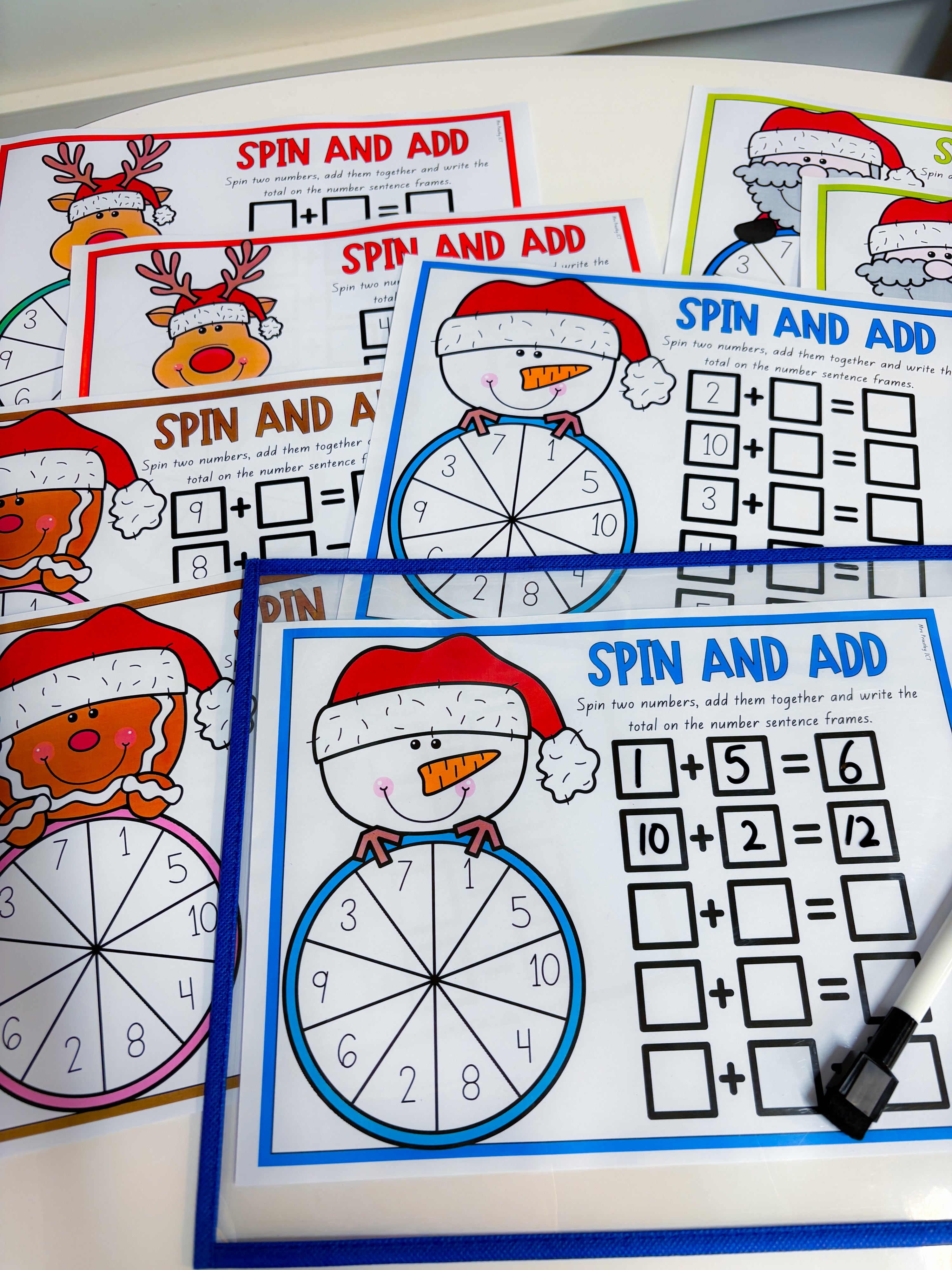 Christmas spin and add Maths Games