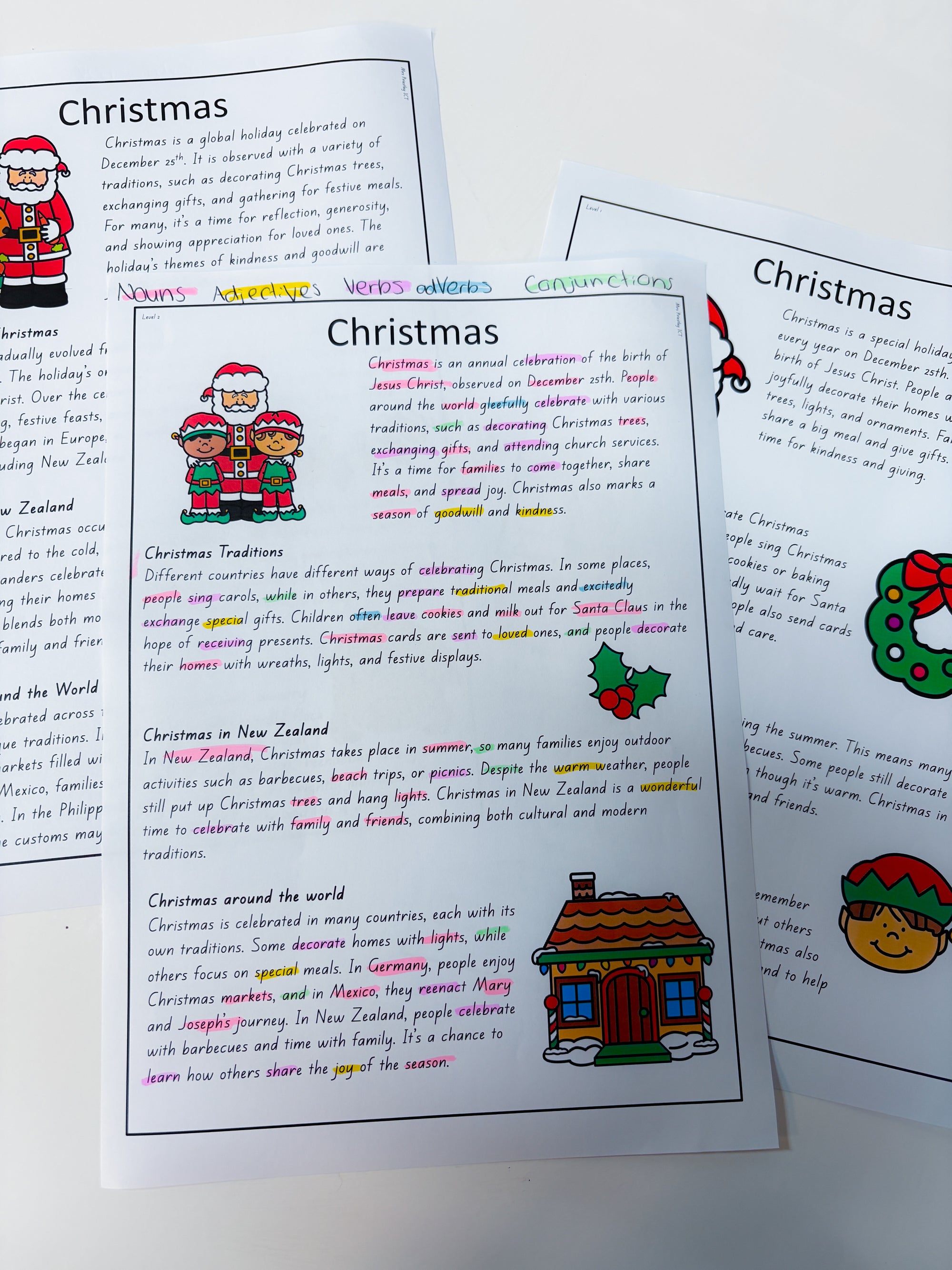 Christmas Parts of Speech texts