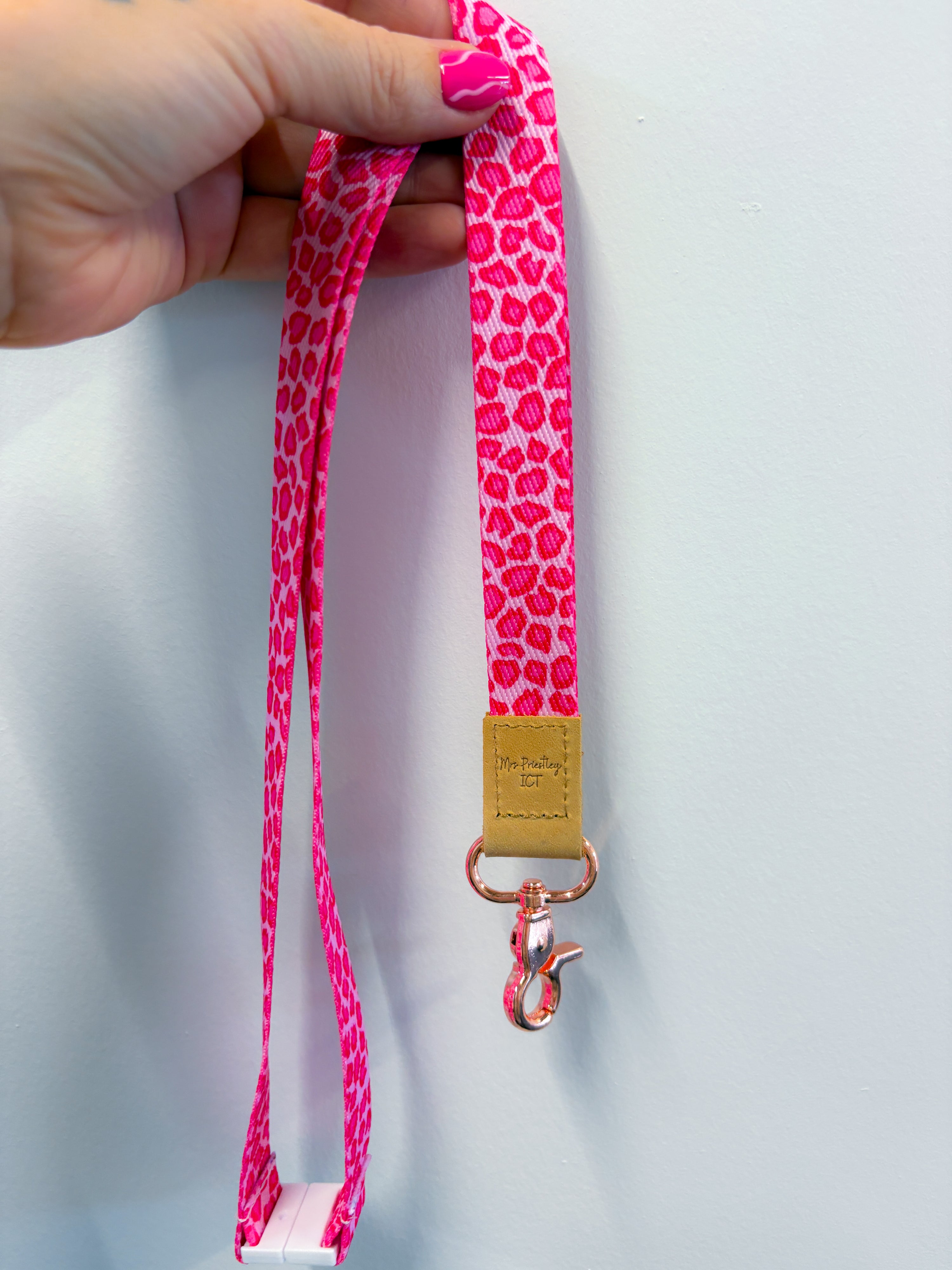 Pink Leopard Lanyard