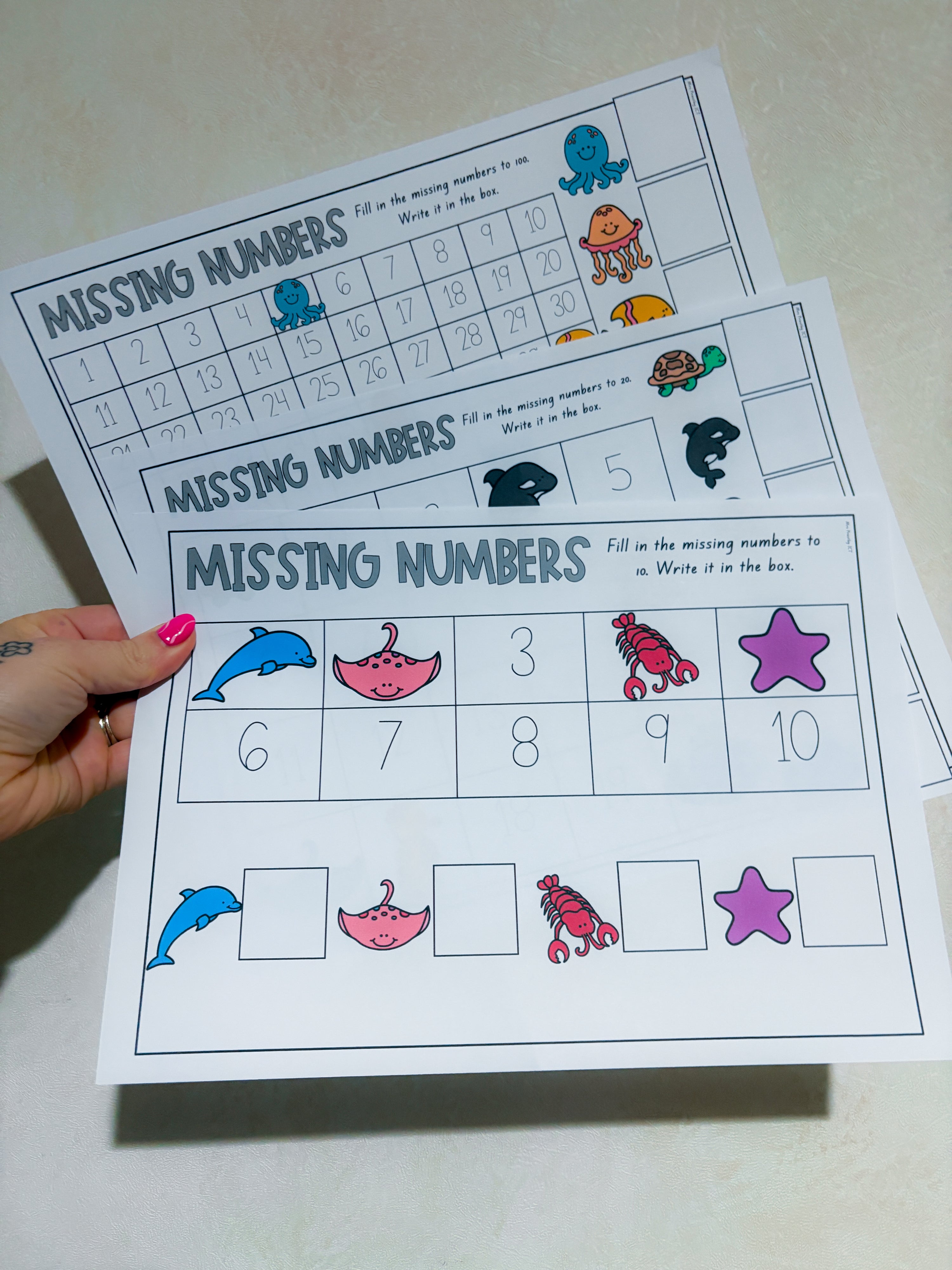 Missing Numbers - Sea Animal theme