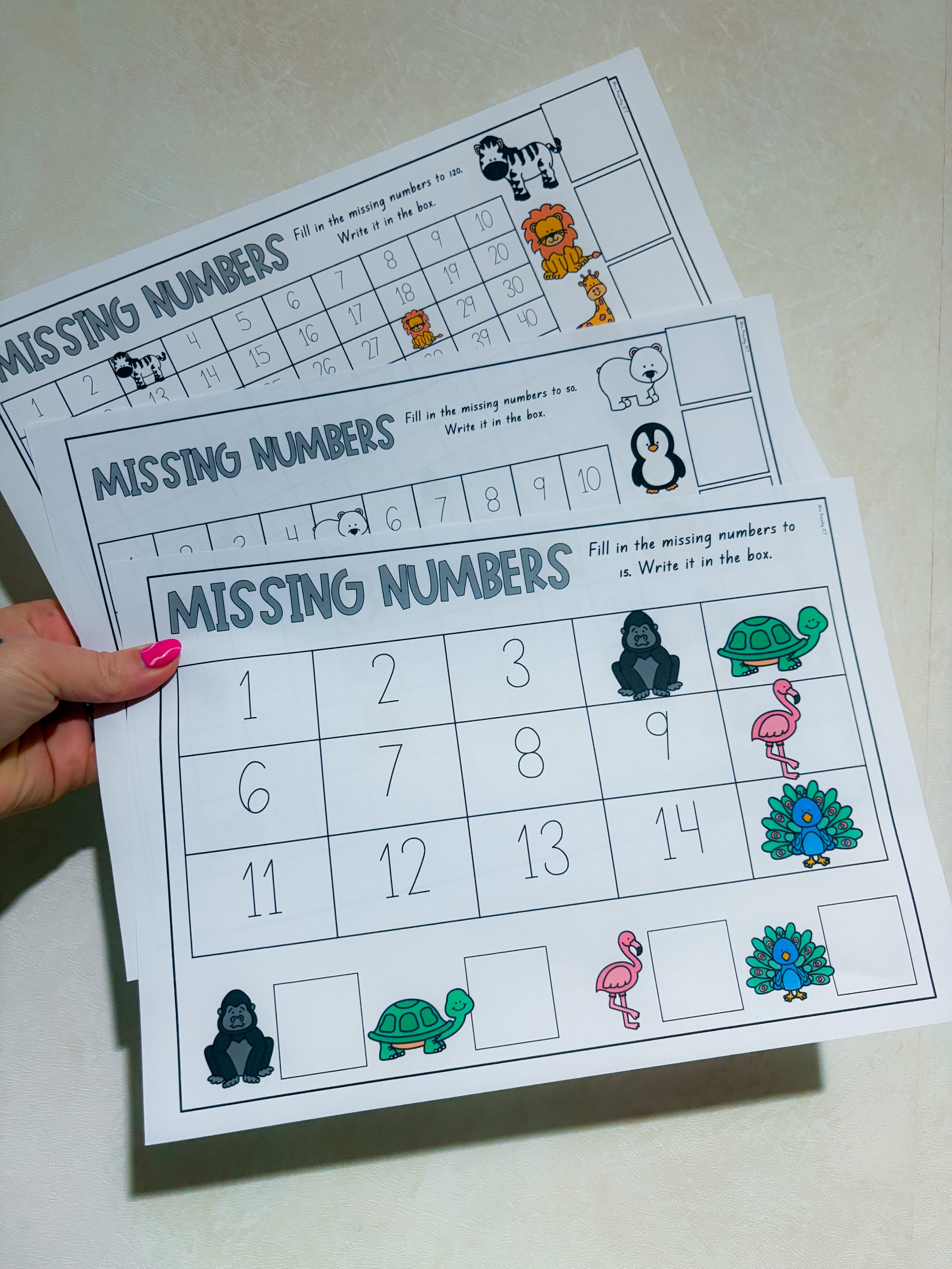 Missing Numbers - Zoo Animal theme
