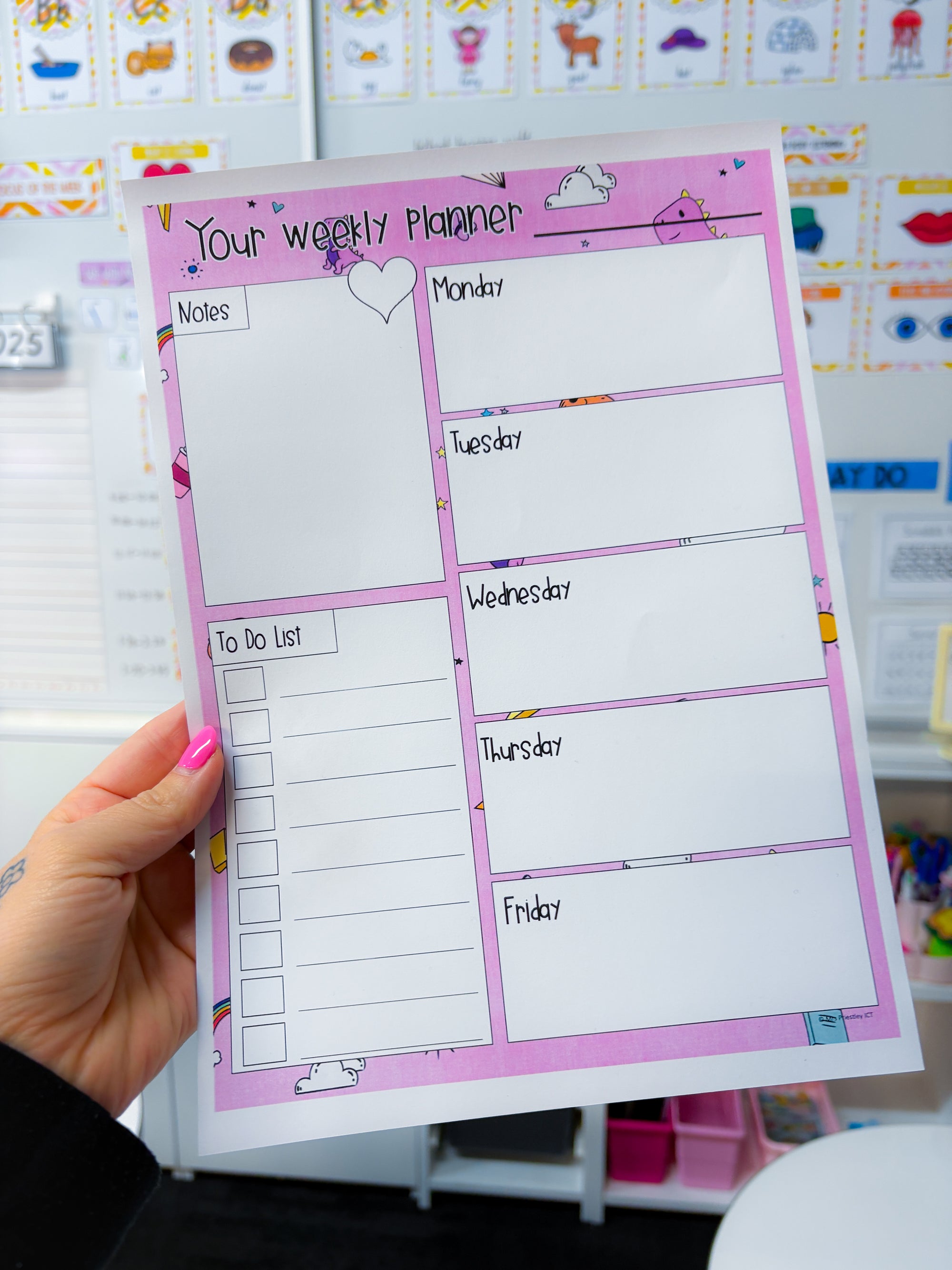 Weekly Planner Sheets (freebie - purple fun theme)