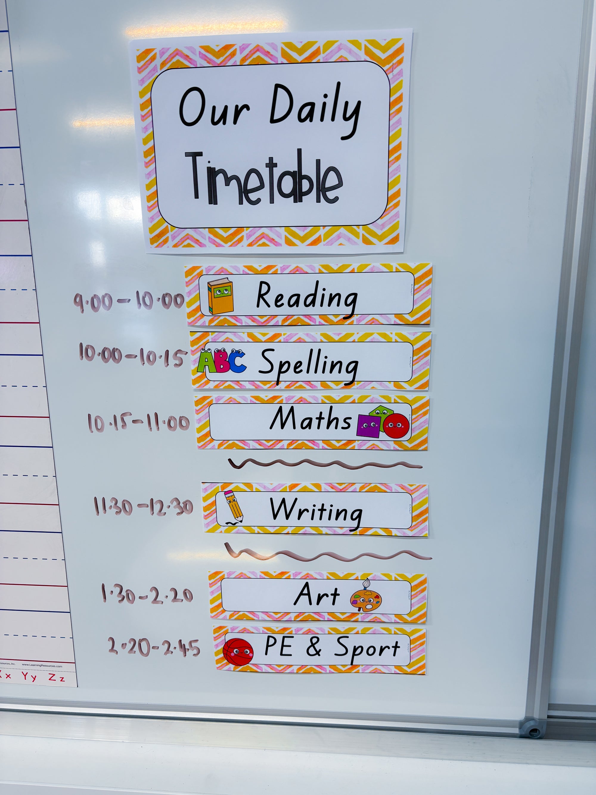 Daily Timetable - Summer sherbet theme