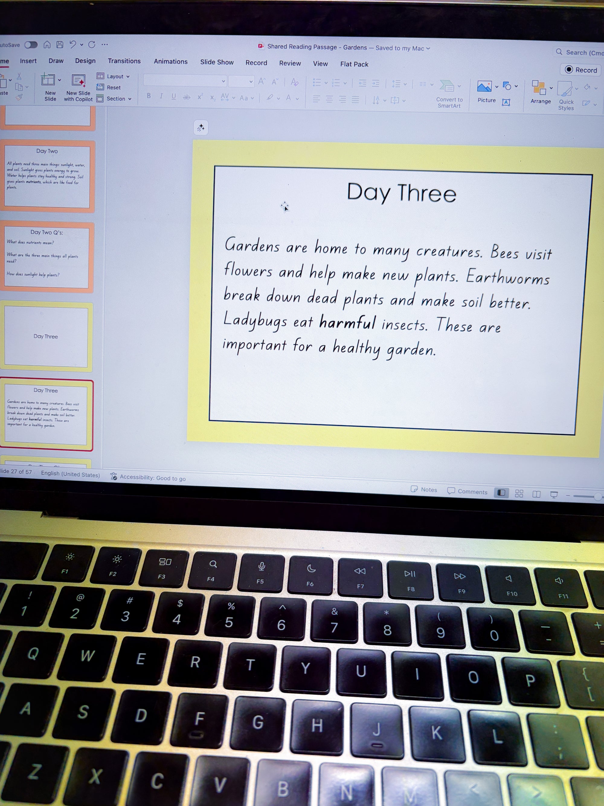 Shared Reading Themed Passage - Garden