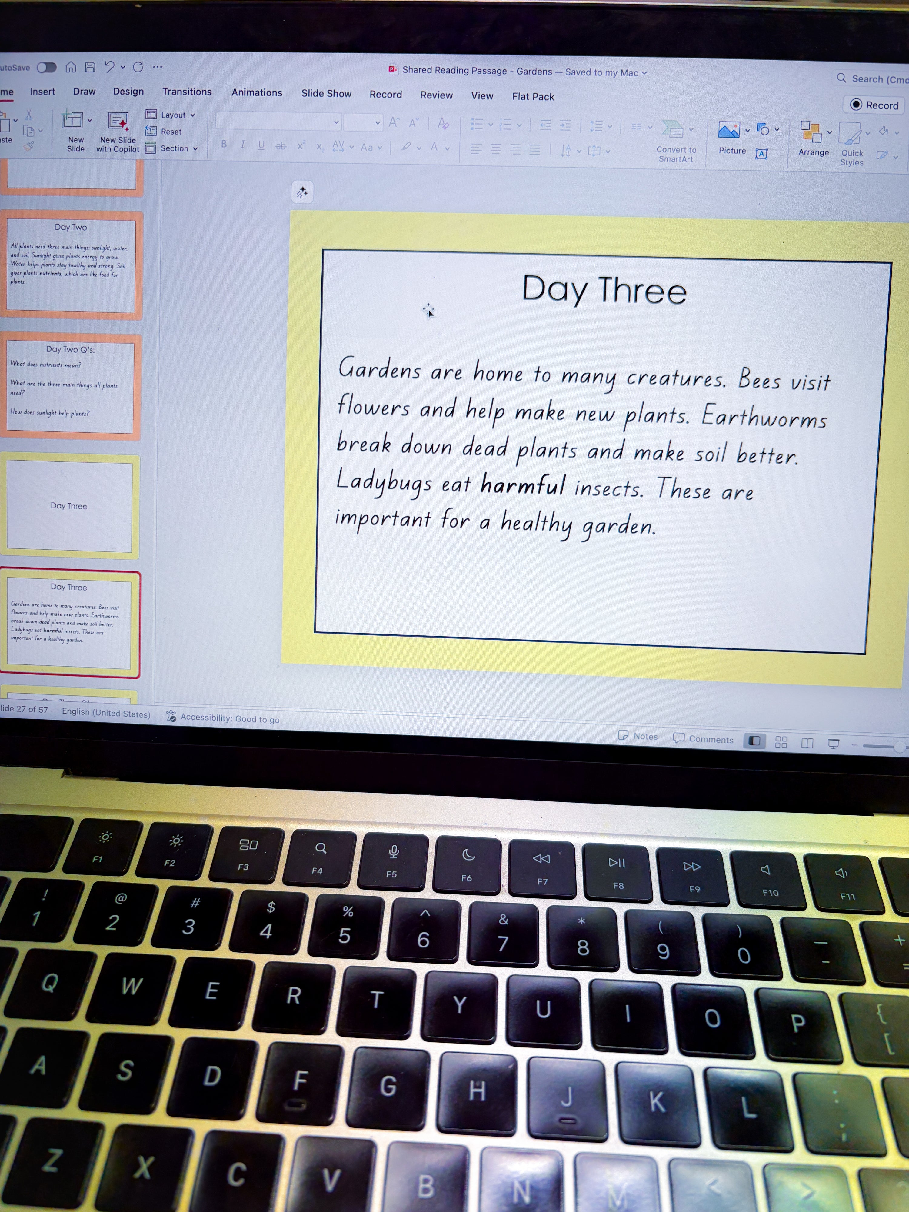 Shared Reading Themed Passage - Garden
