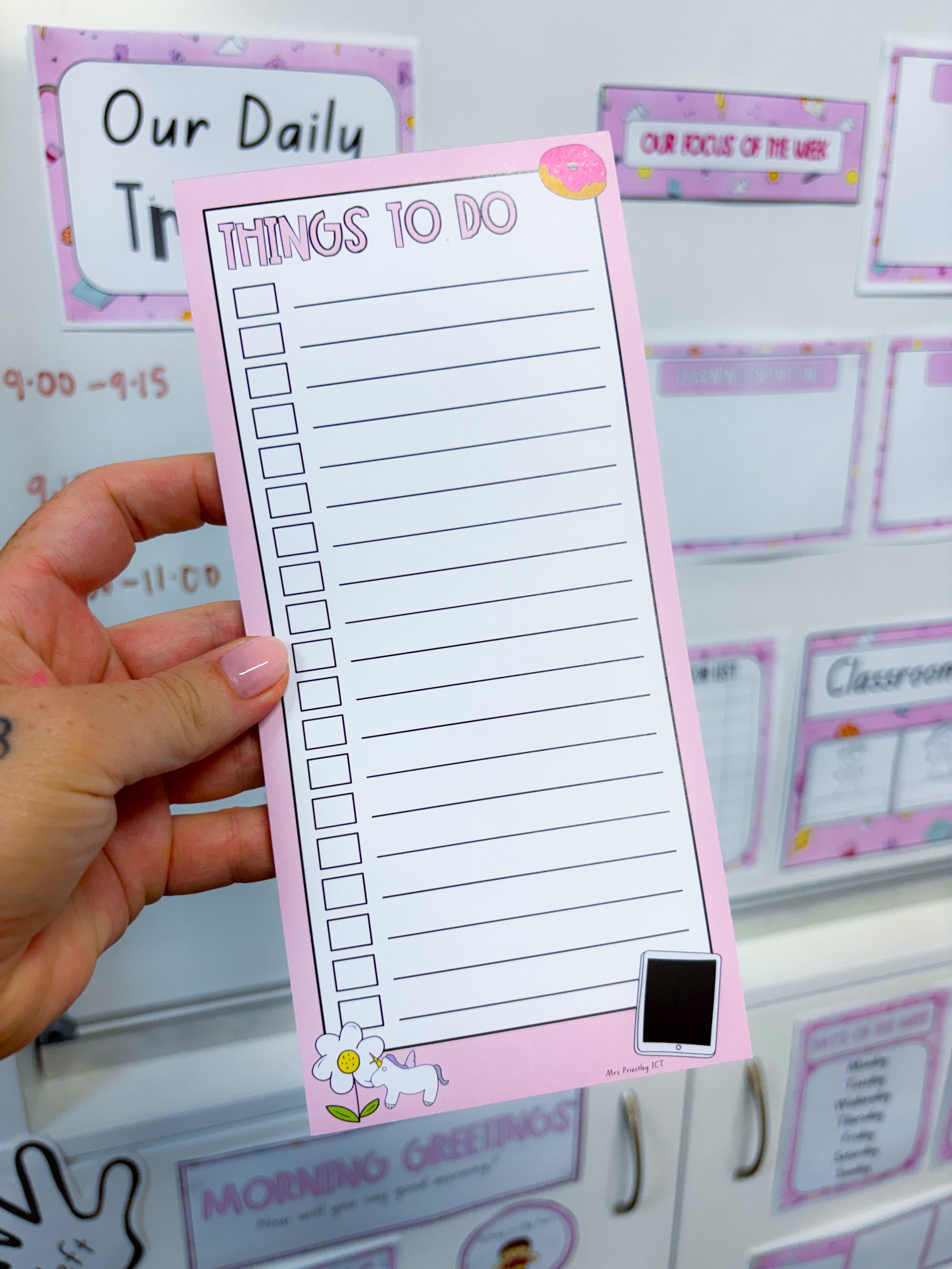 Things to do notepad - Mrs P ICT Pink