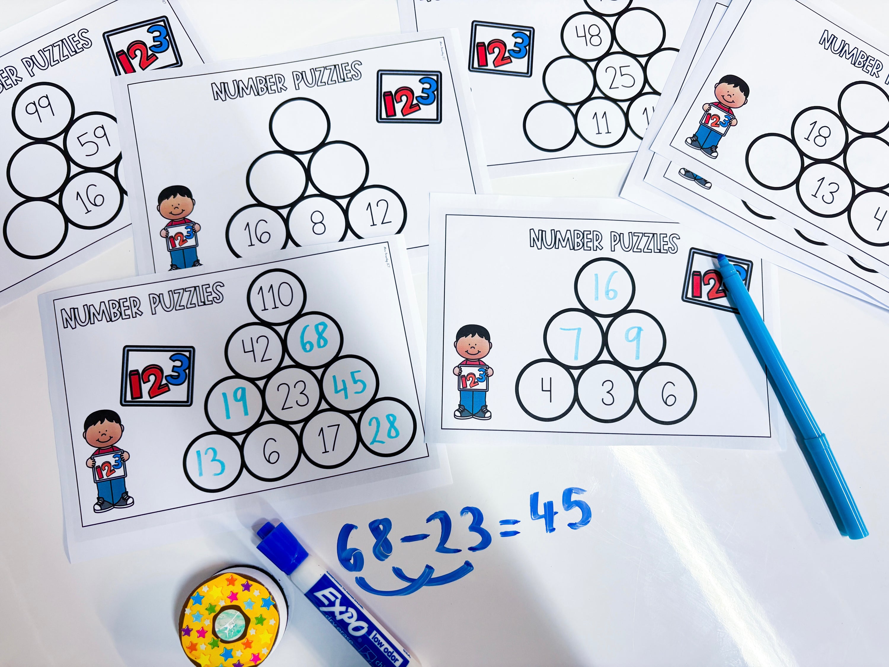 Number Puzzle Pyramids