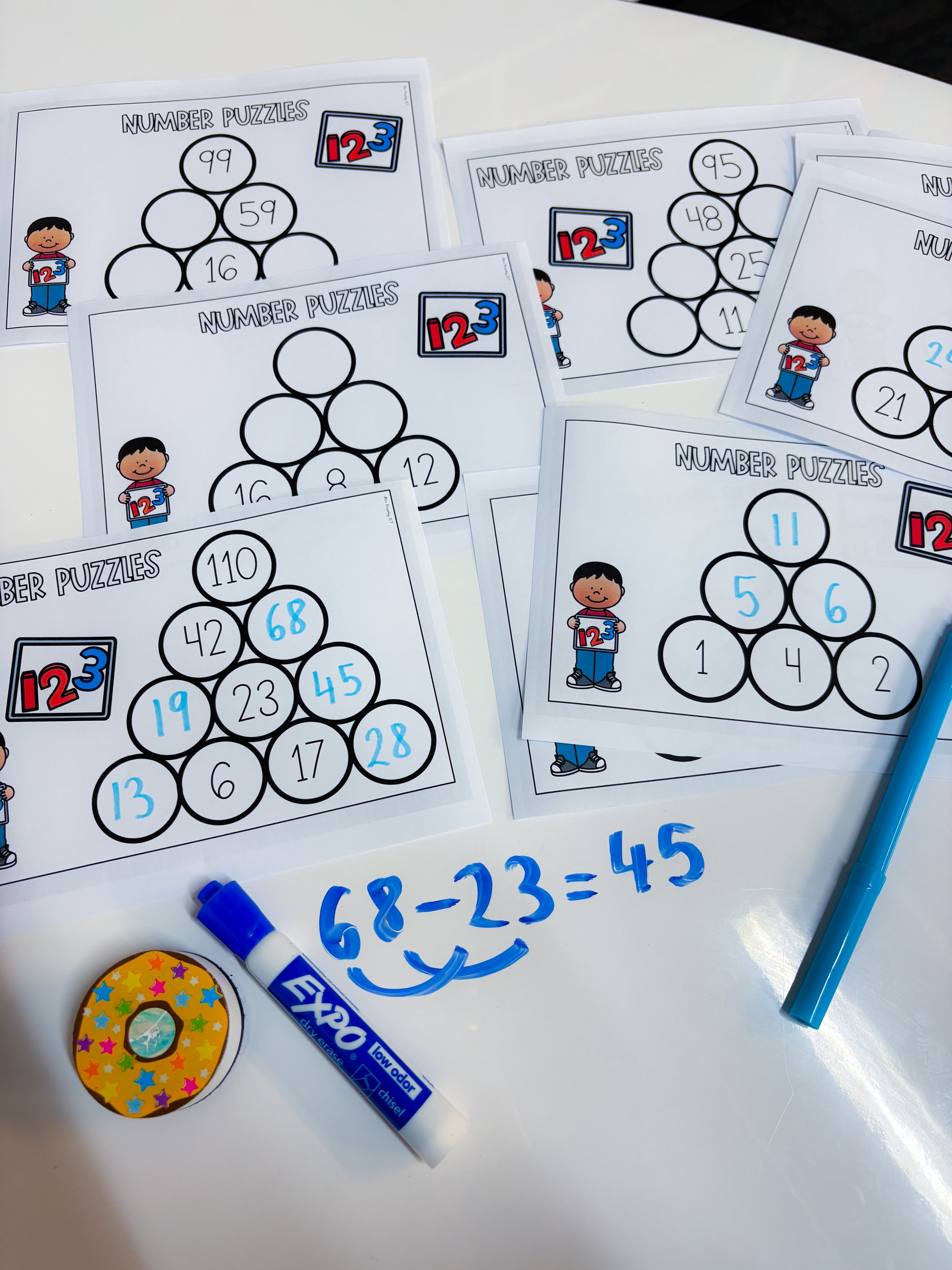 Number Puzzle Pyramids