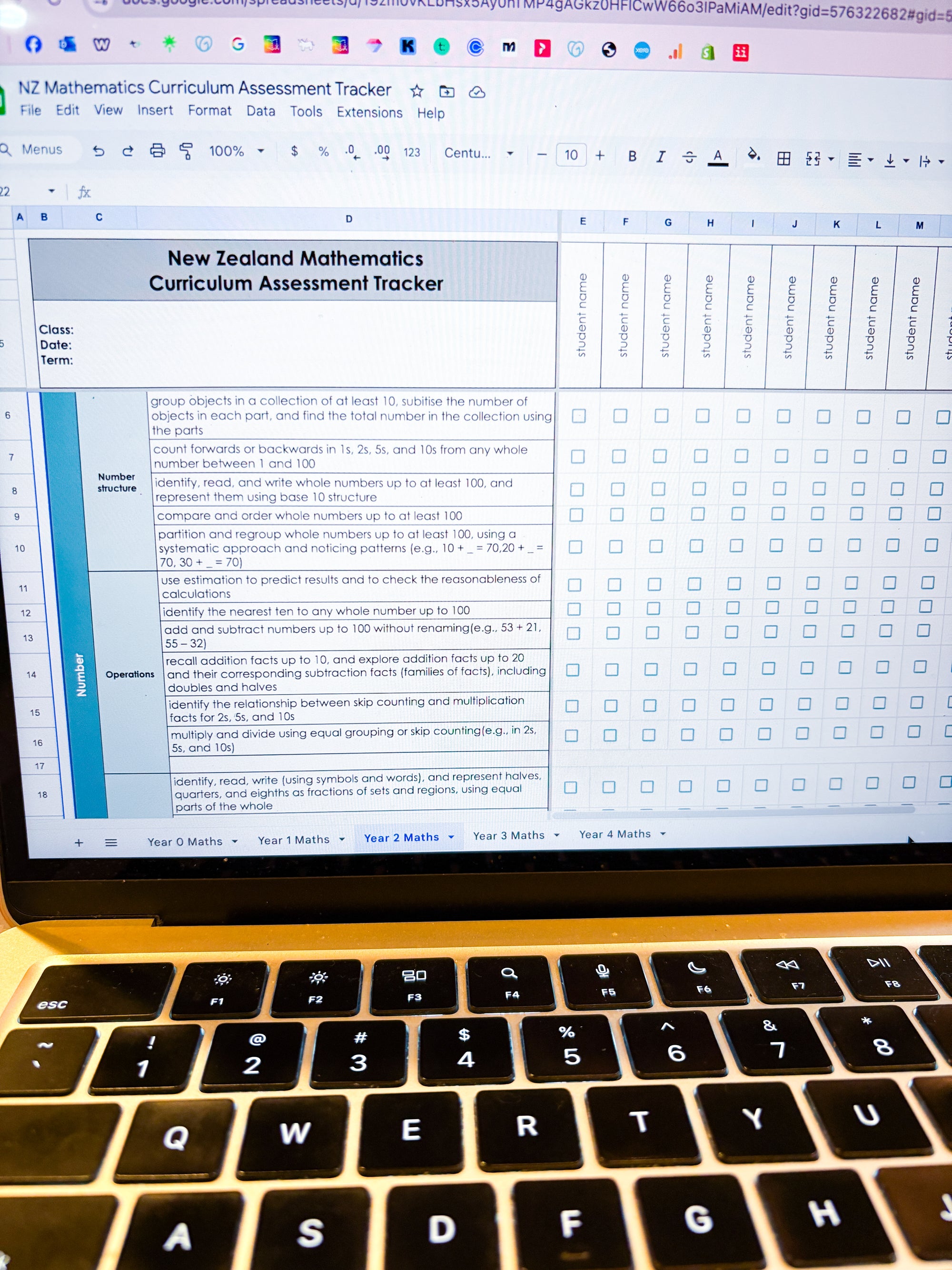 NZ Mathematics Curriculum Assessment Tracker