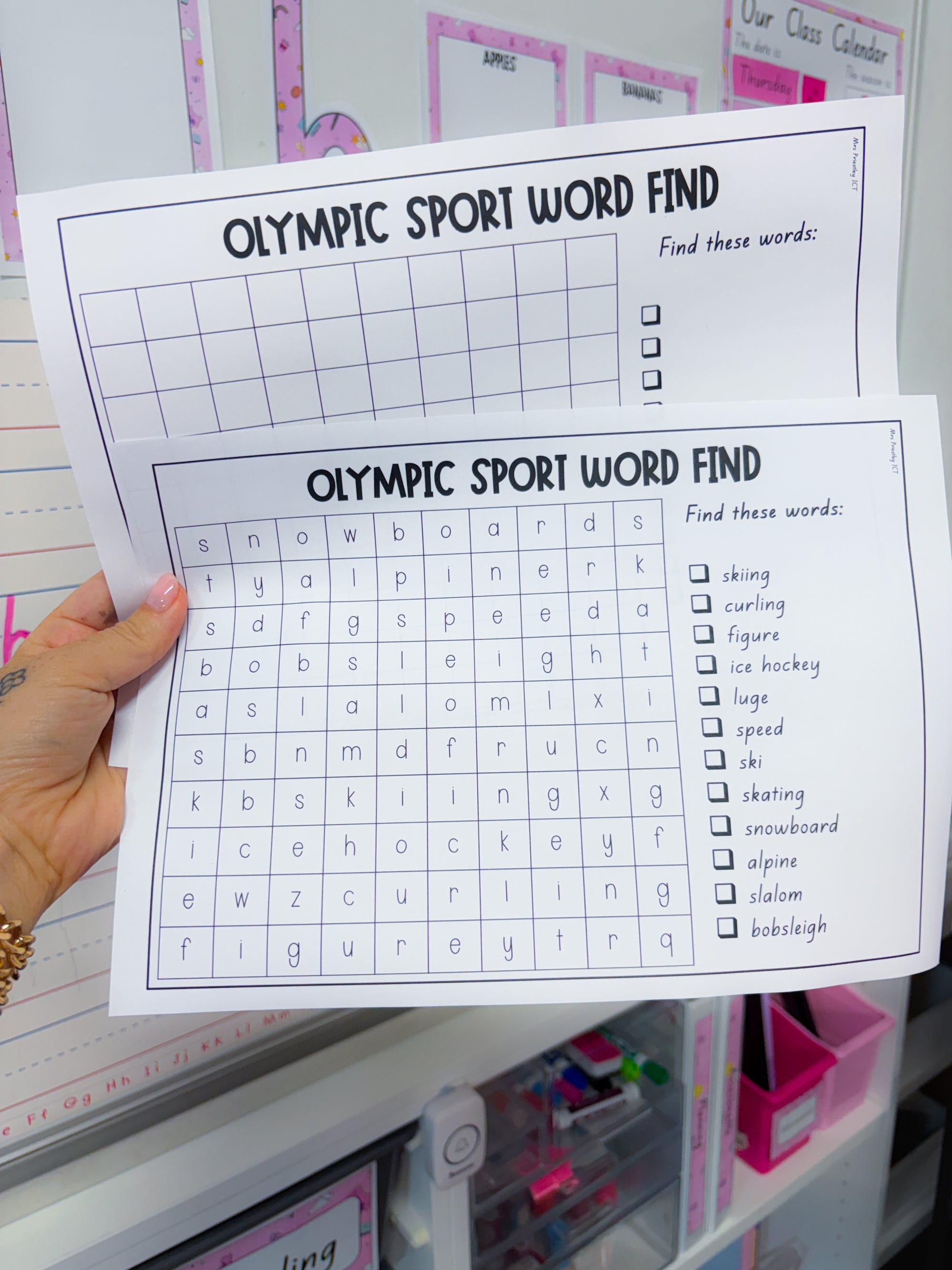 Olympic Game Sport Wordfind (winter)
