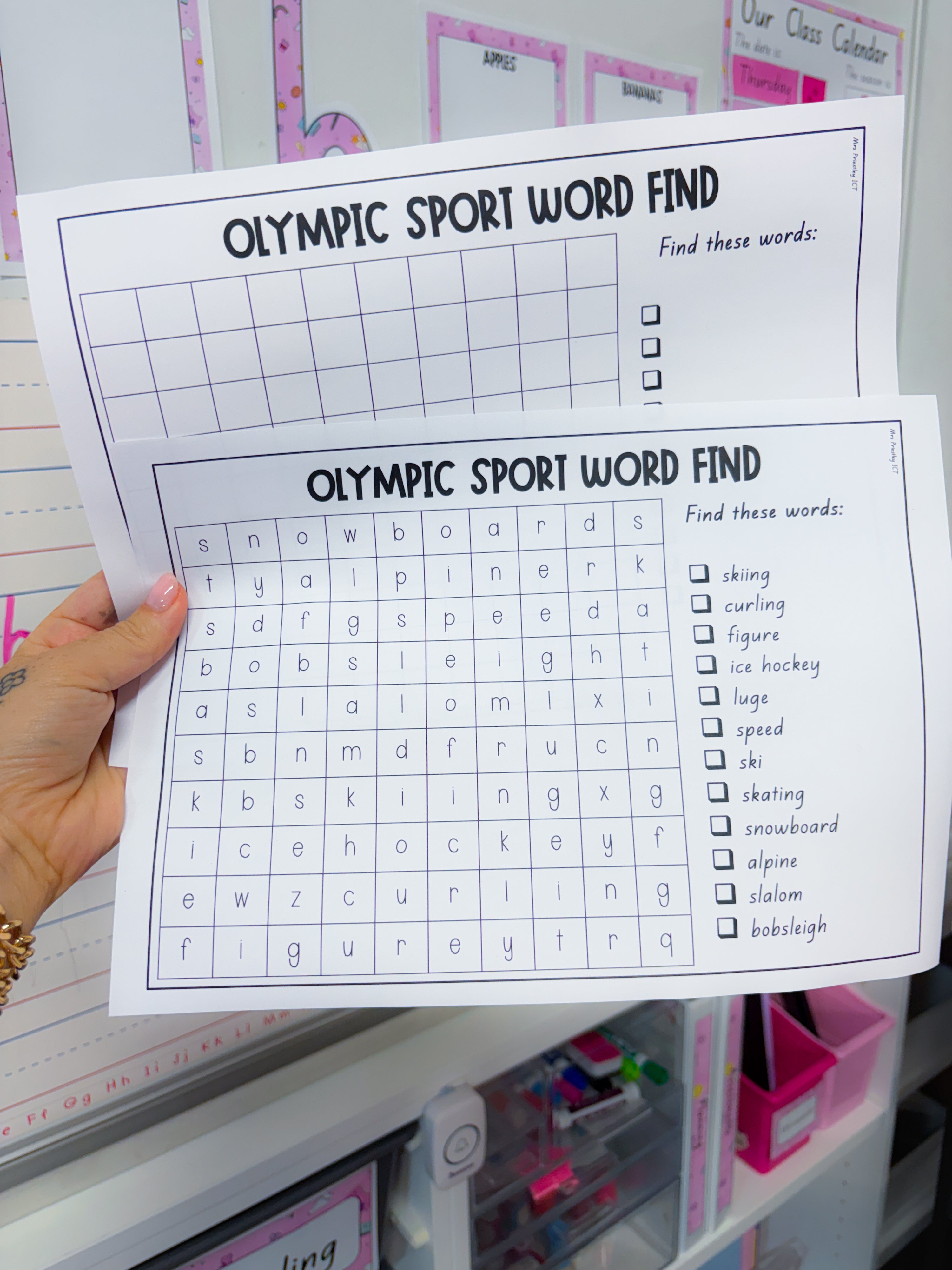 Olympic Game Sport Wordfind (winter)