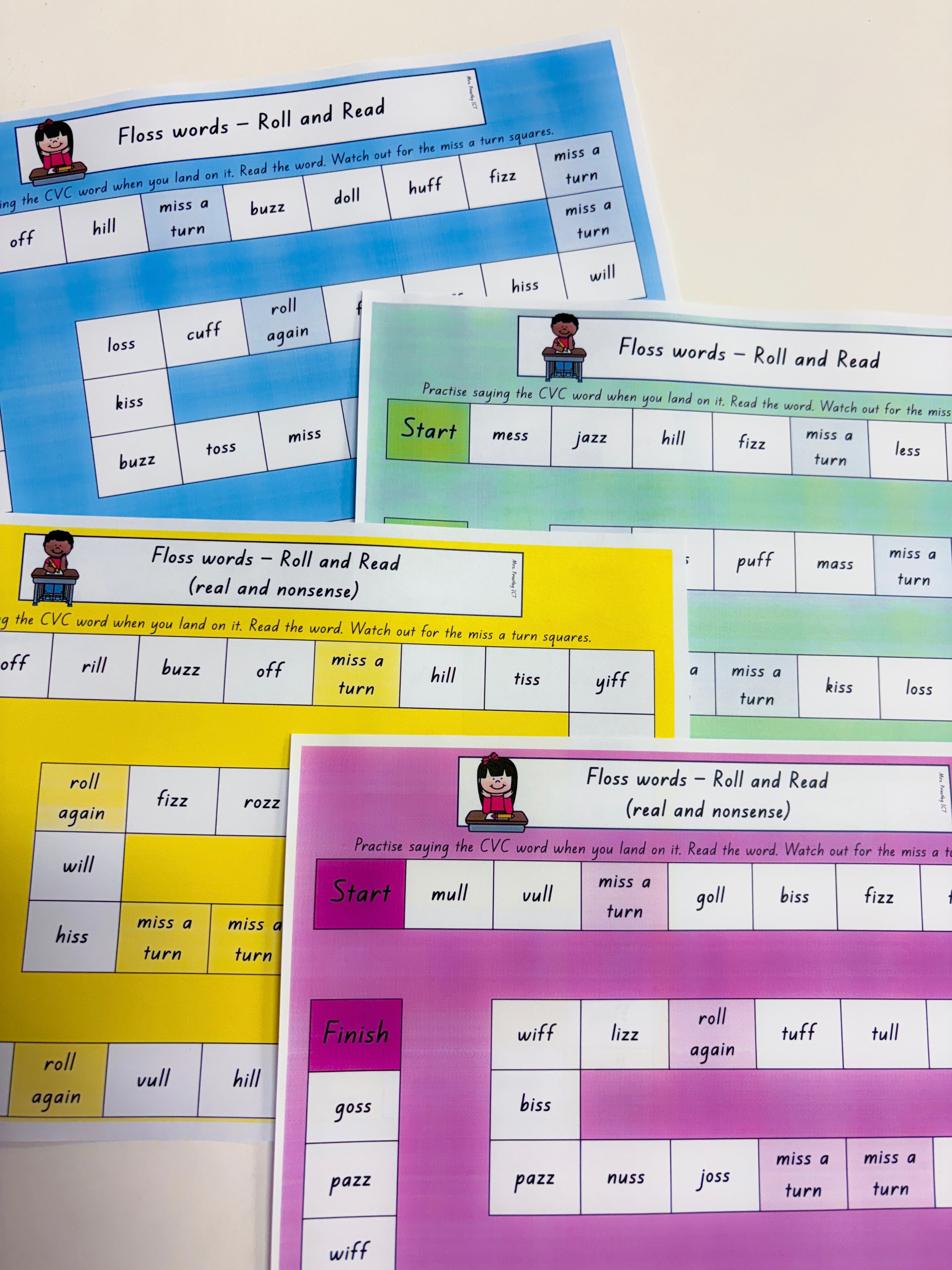 Roll and read (floss words) games