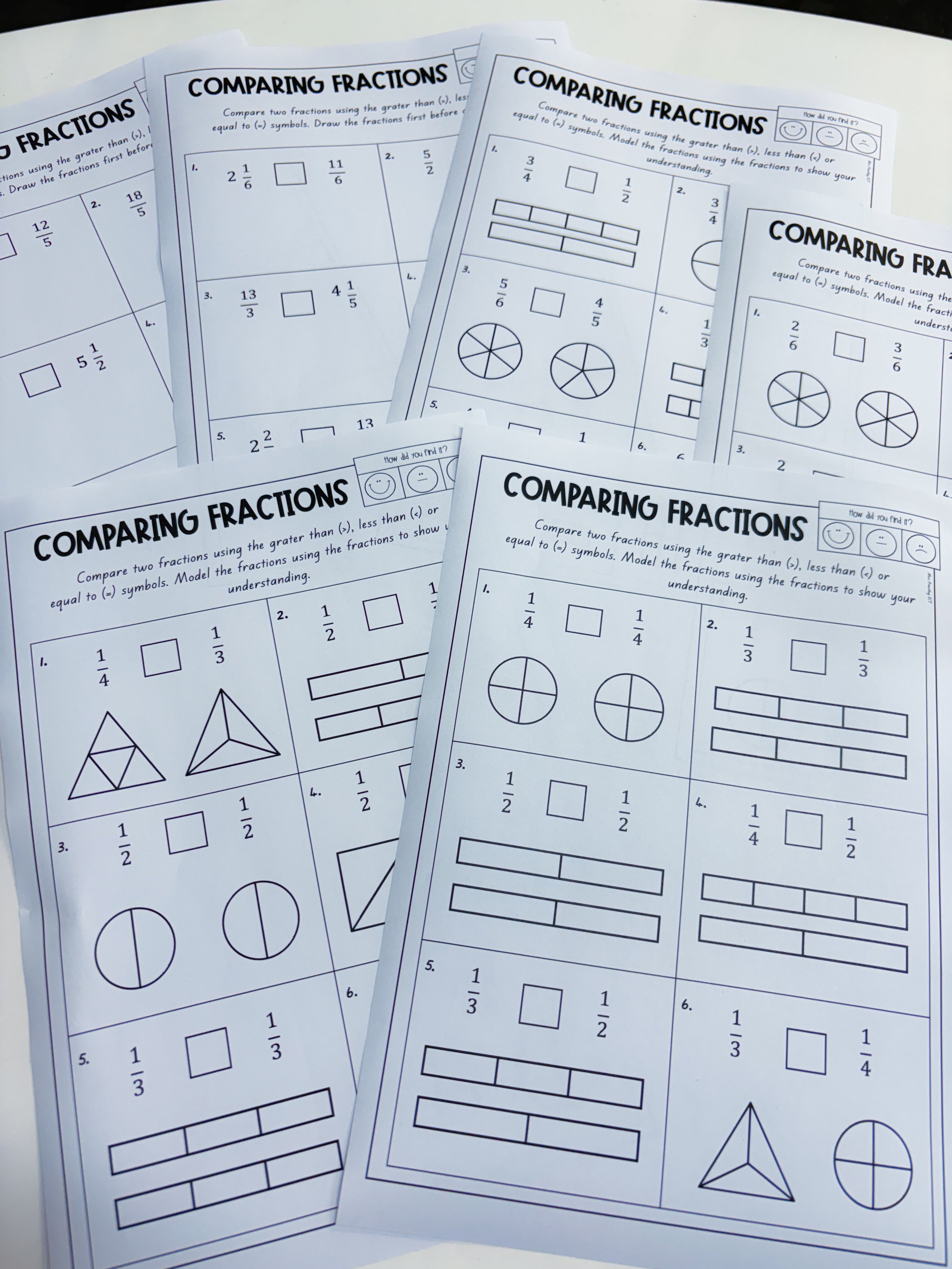 Comparing Fractions Worksheets