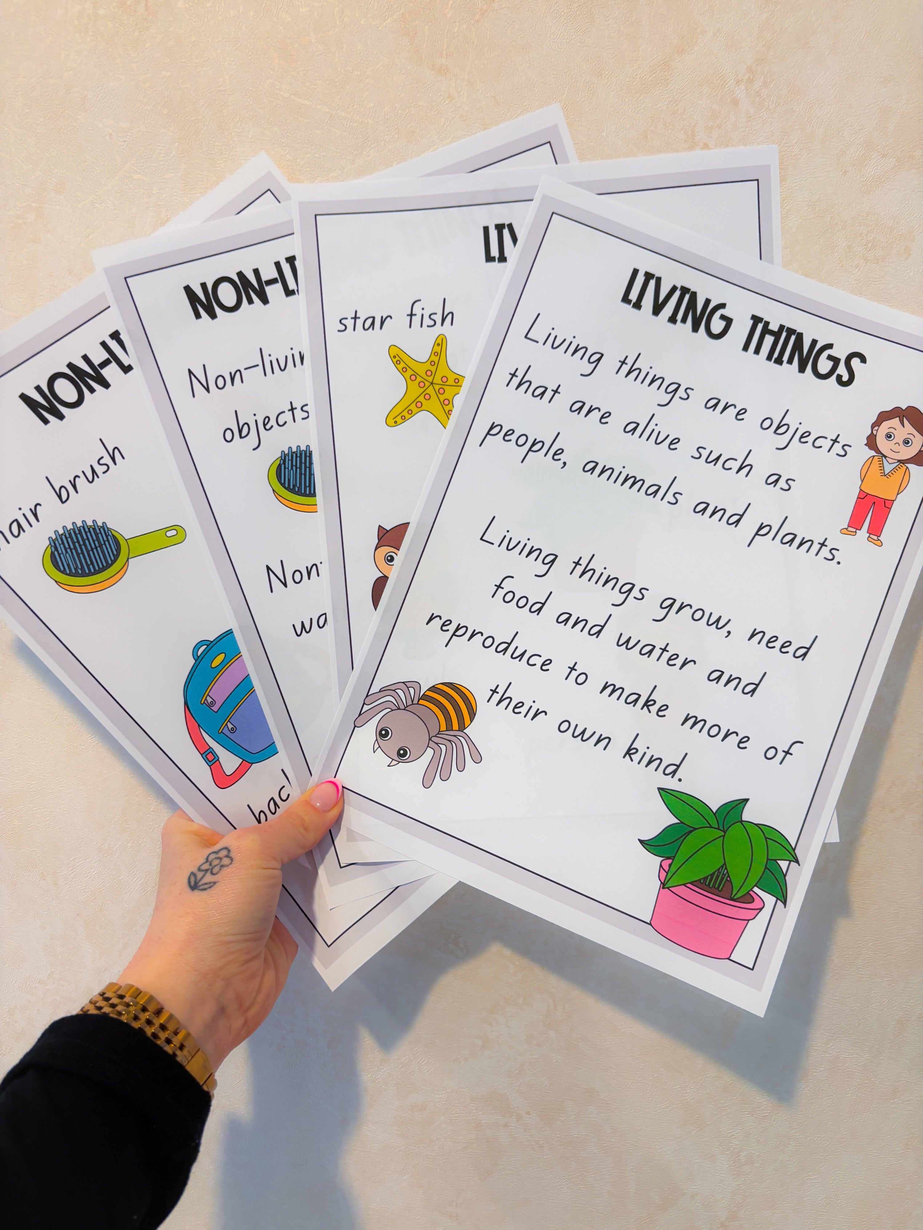 Living and non-living anchor charts