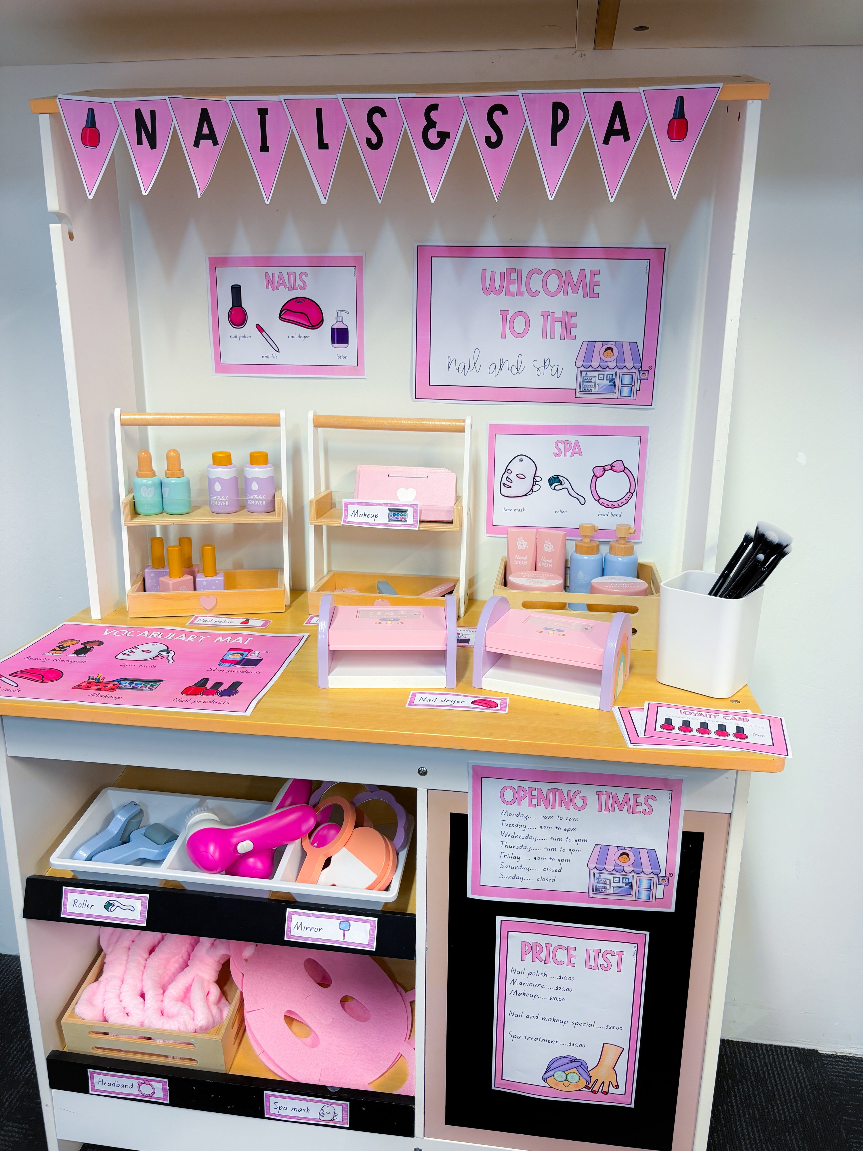 Dramatic play area - nails and spa zone
