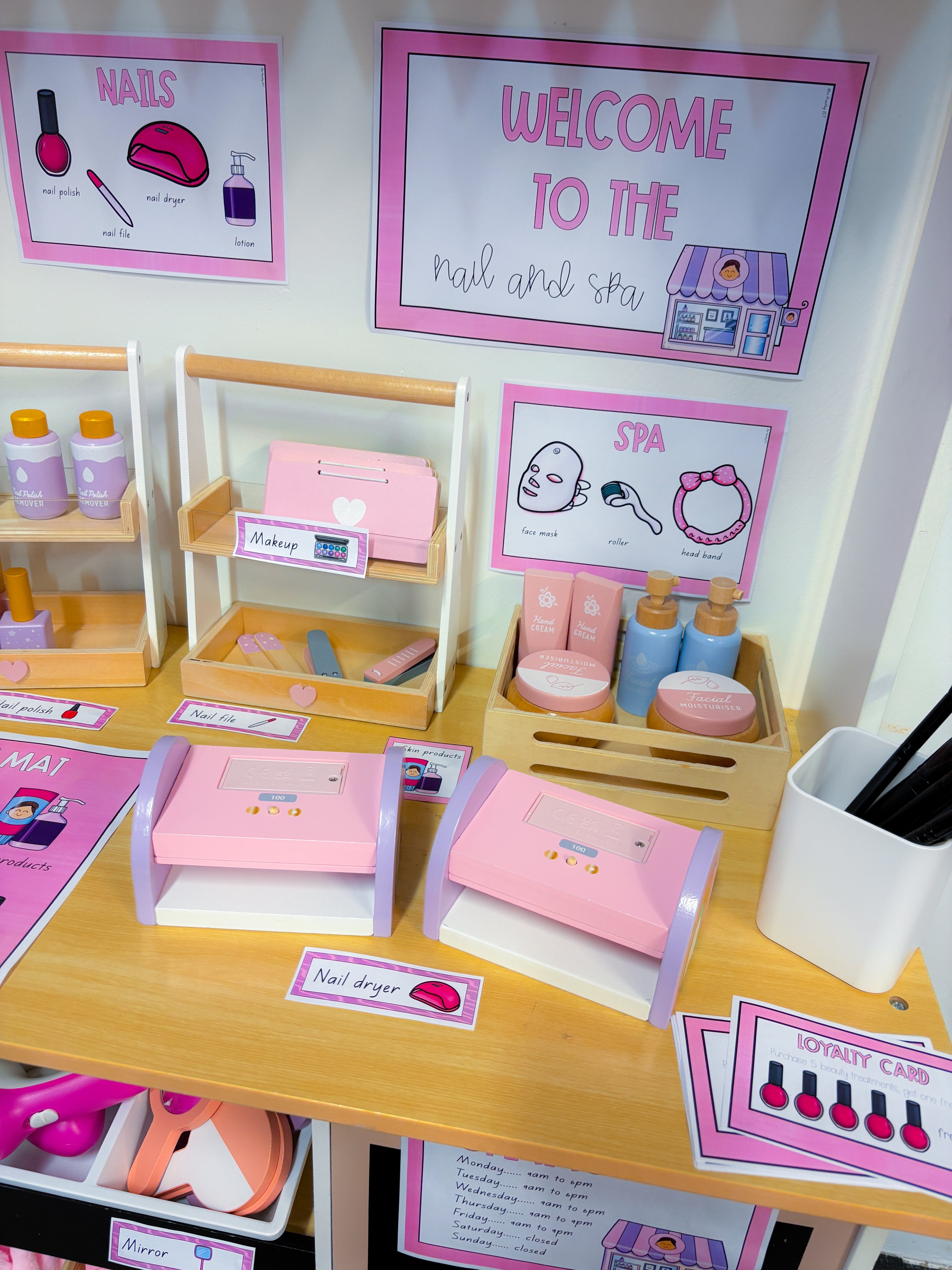 Dramatic play area - nails and spa zone