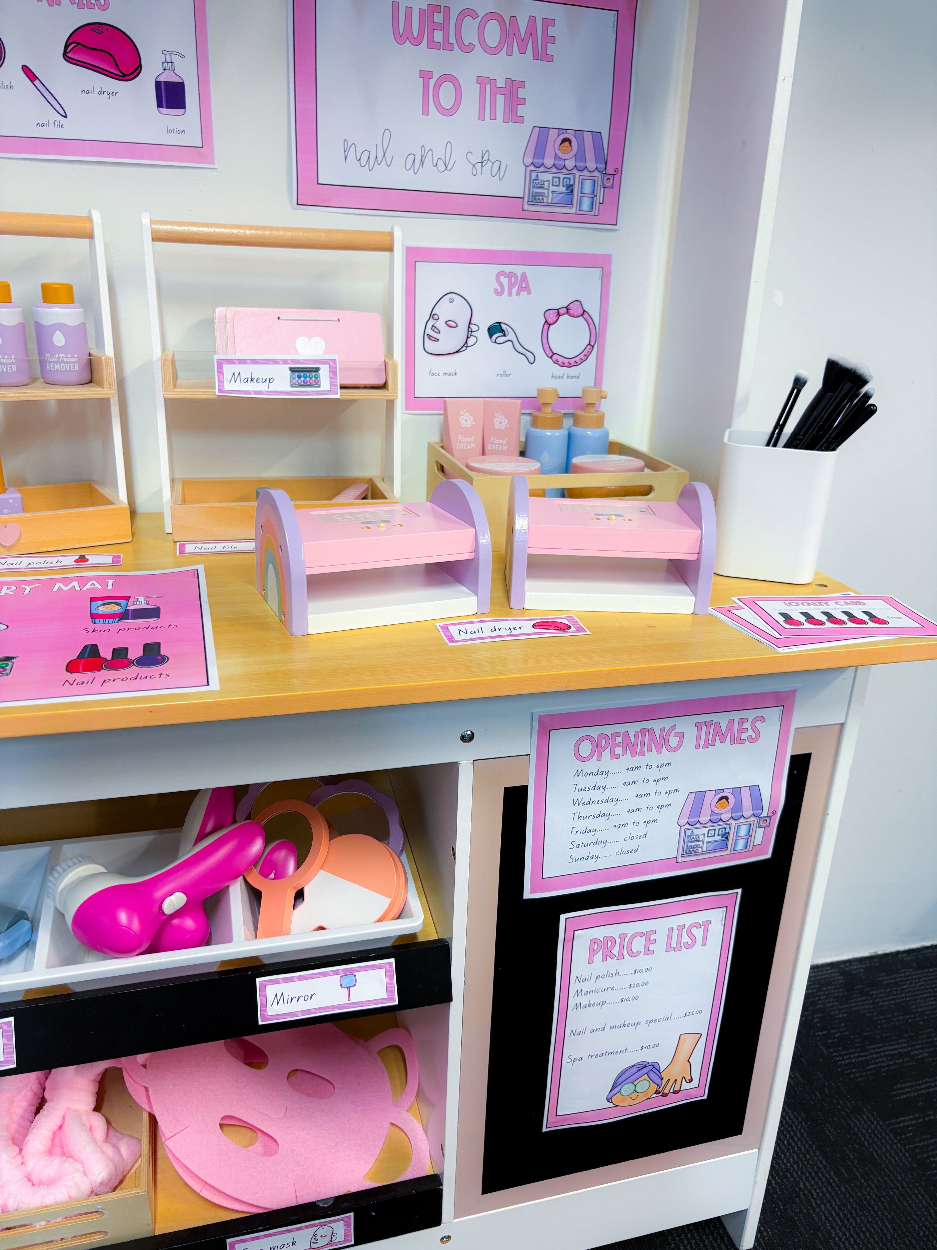 Dramatic play area - nails and spa zone