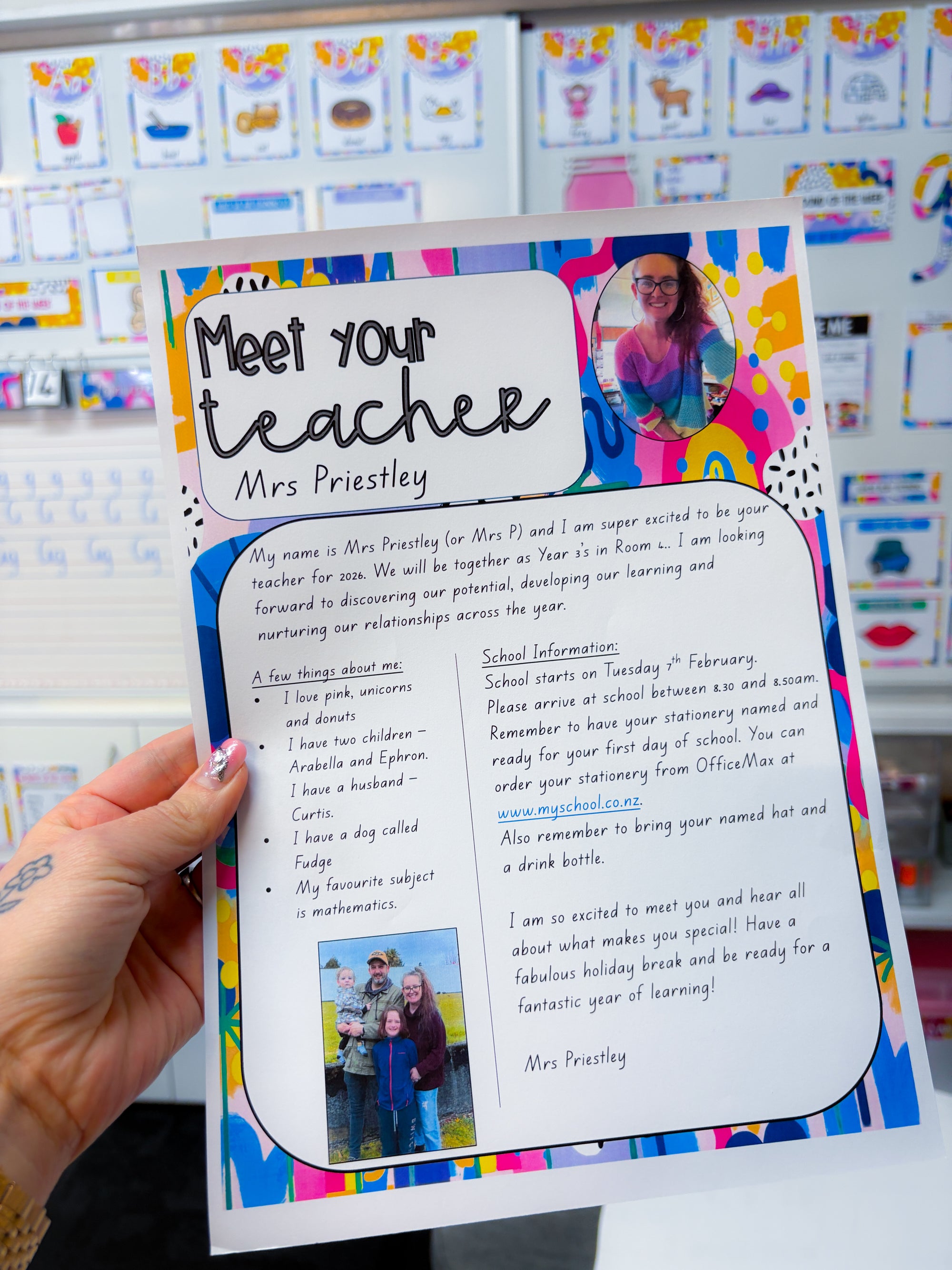 Meet the teacher template (freebie) - Rainbow of Hope theme