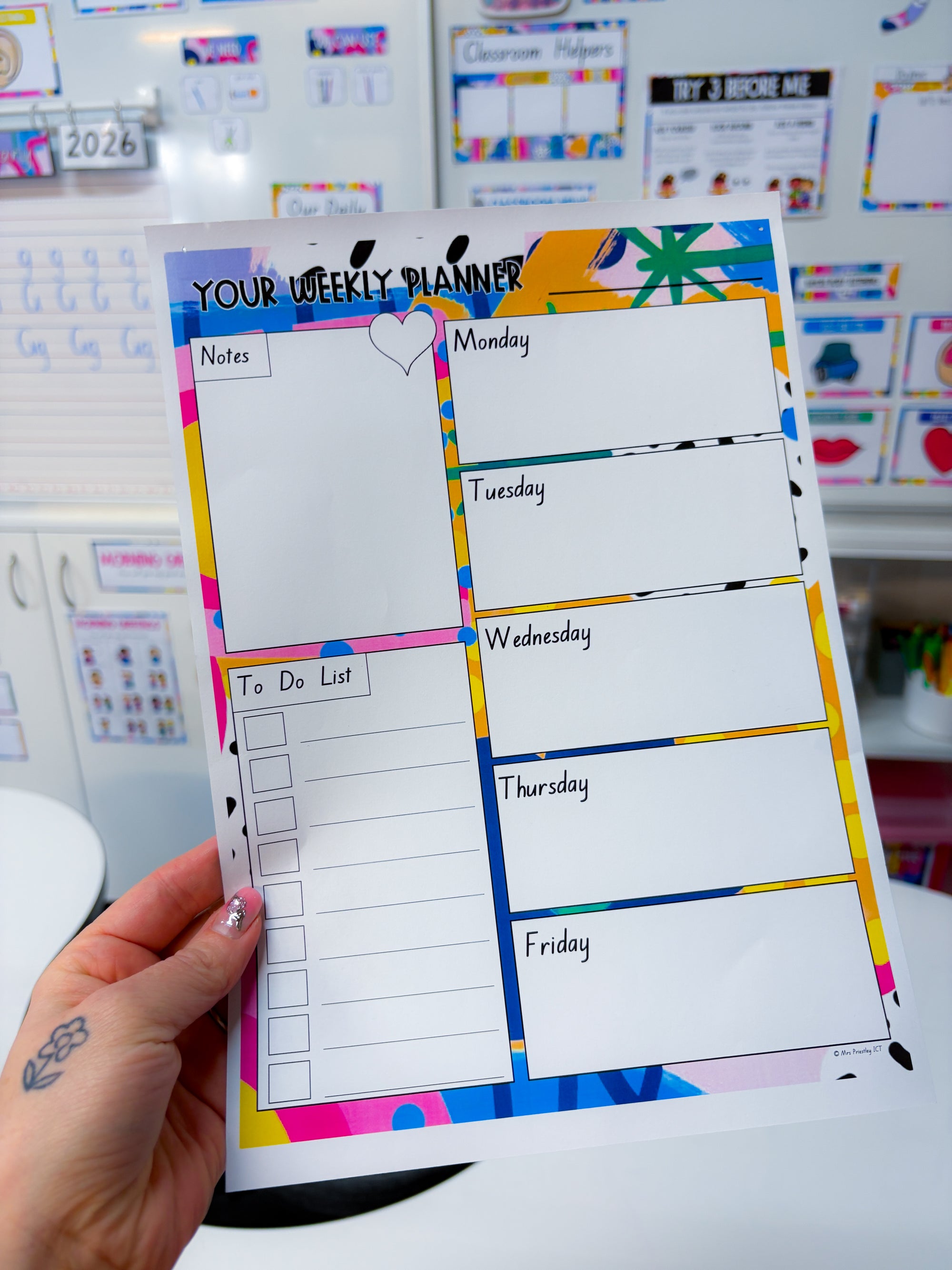 Weekly Planner Sheets (freebie - Rainbow of Hope theme)