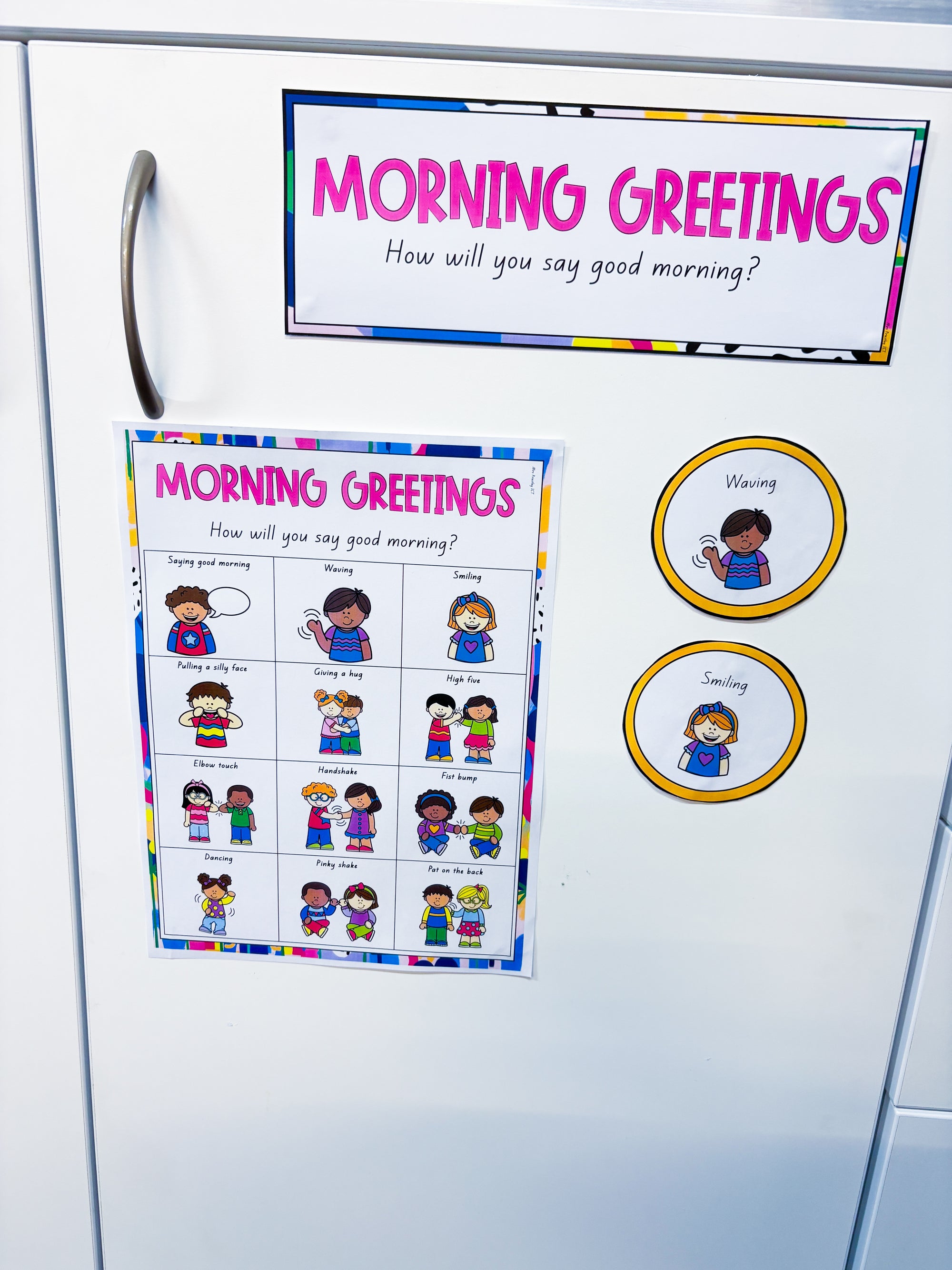 Morning Greetings Anchor Chart (Rainbow of Hope theme)