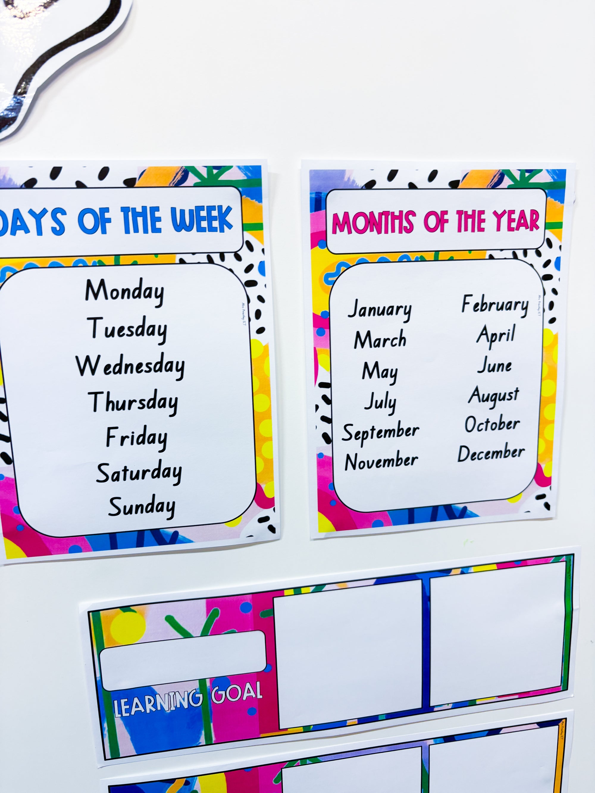 Days of the week/Months of the year charts (Rainbow of hope theme)