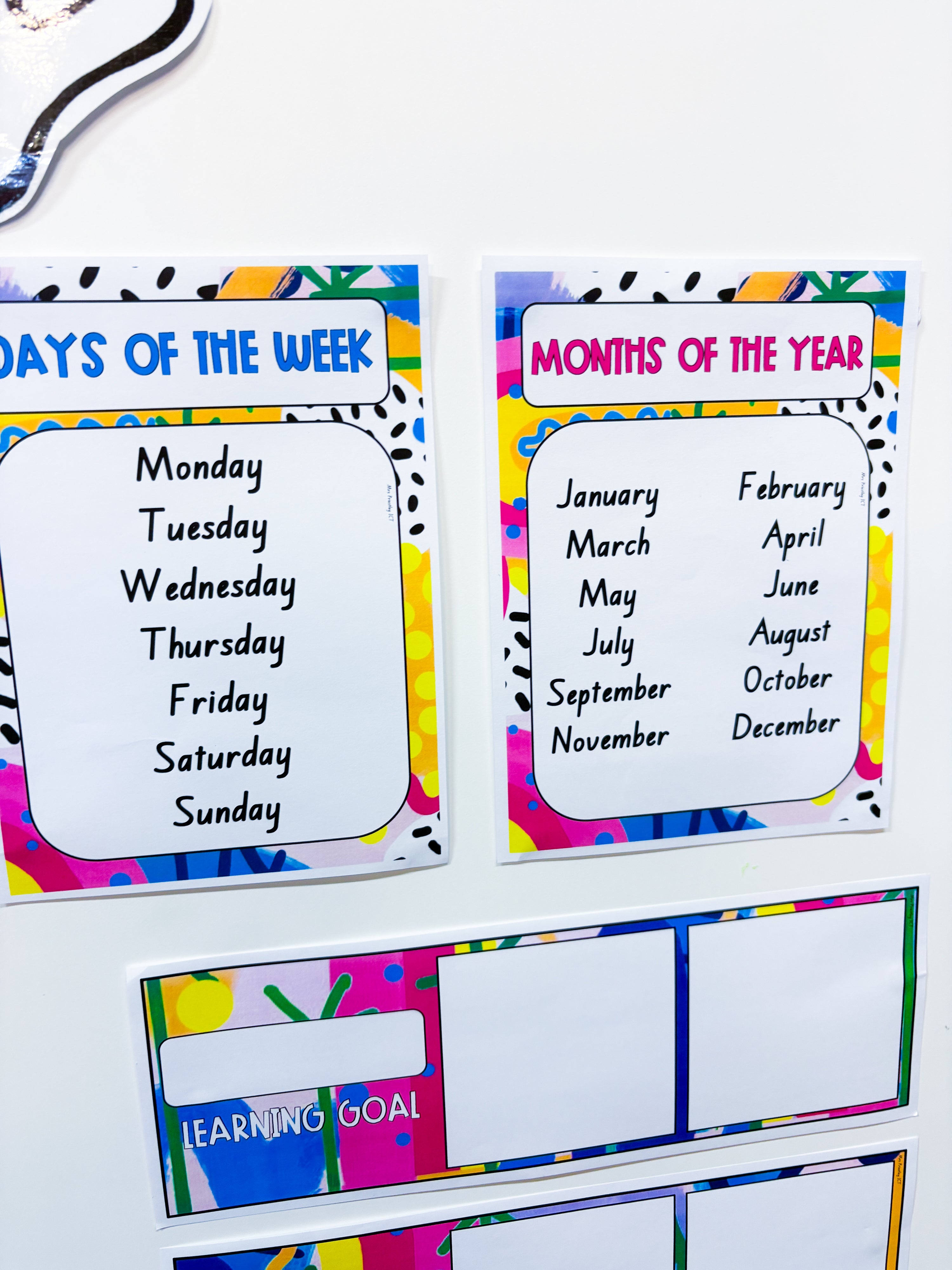 Days of the week/Months of the year charts (Rainbow of hope theme)
