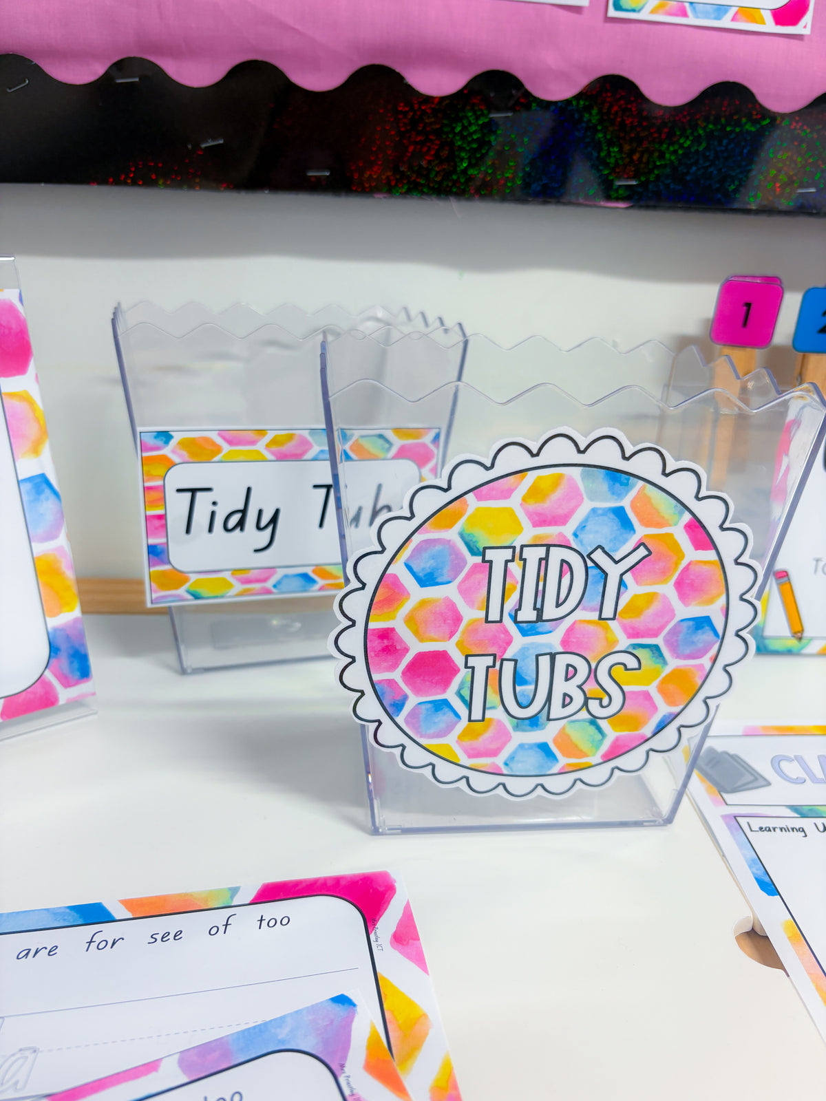 Tidy Tub labels freebie (bright watercolour)