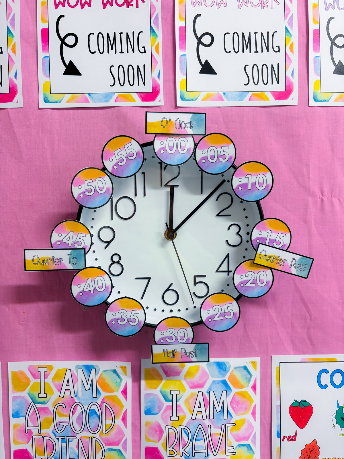 Clock number freebie (bright watercolour)