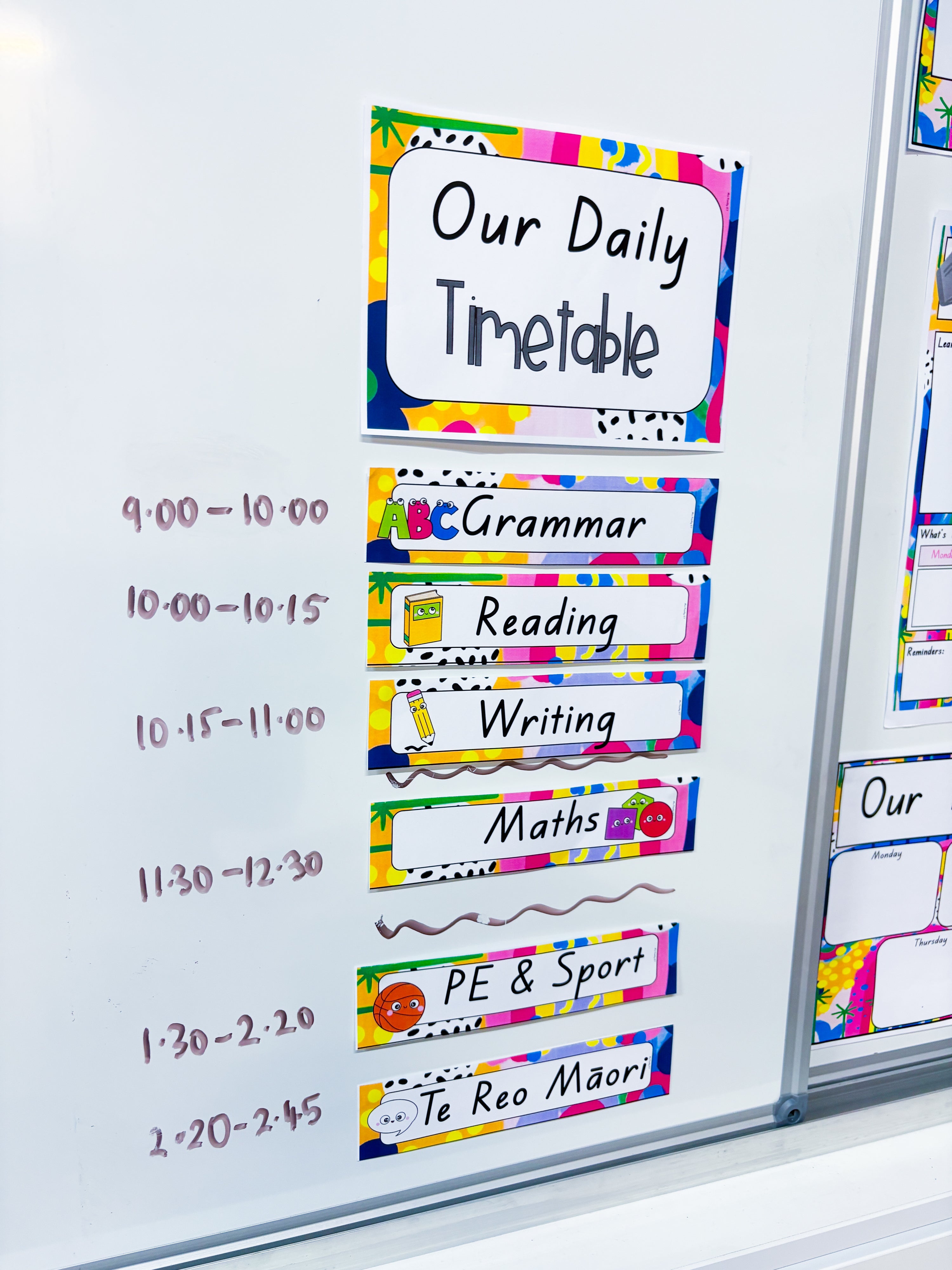 Daily Timetable - Rainbow of Hope theme