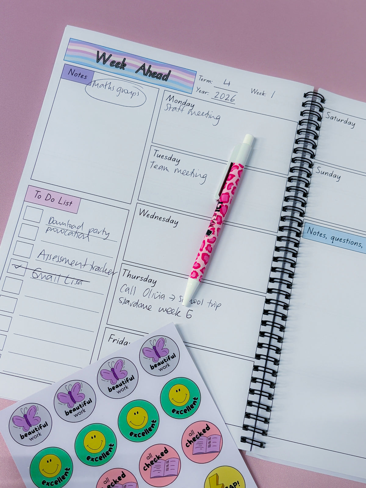 Pastel Waves Teaching Organiser