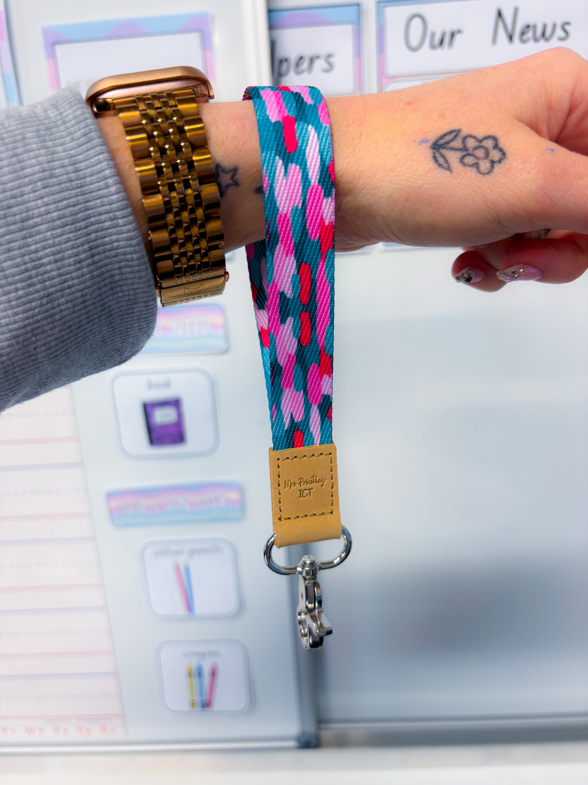 Berry teal Lanyard Wristlet