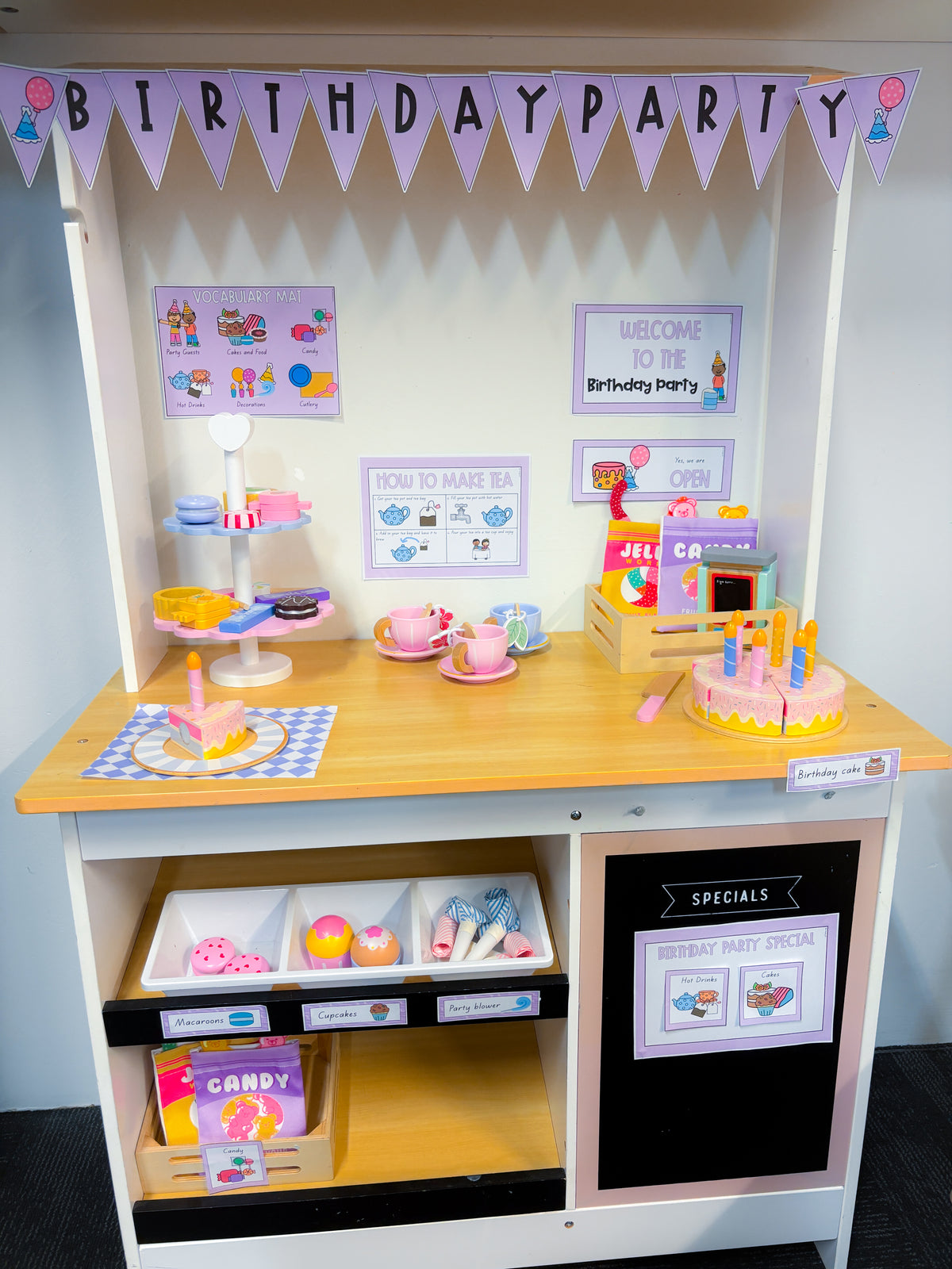 Dramatic play area - birthday party