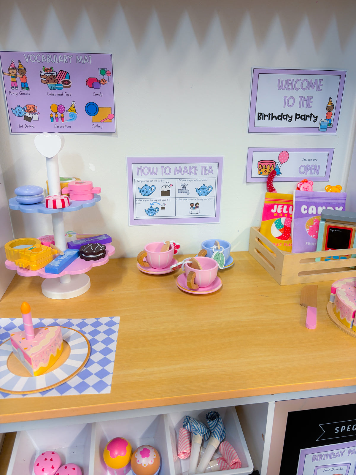 Dramatic play area - birthday party